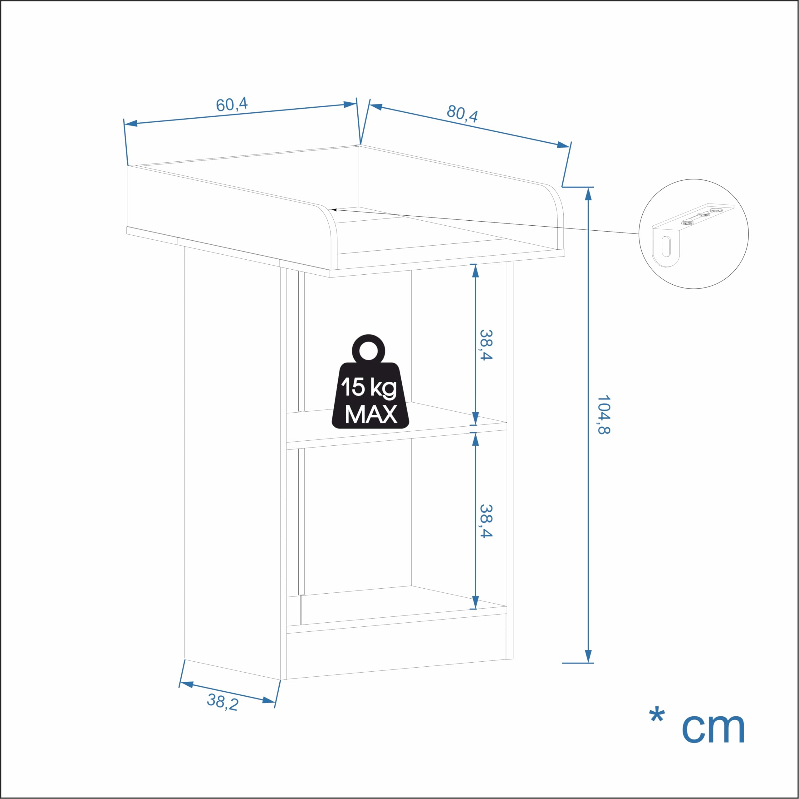 KOMTO Wickelkommode Weiß - Wickeltisch Schmal, Baby Kommode mit Wickelaufsatz abnehmbar, Baby Changing Table | Lulliblox M1