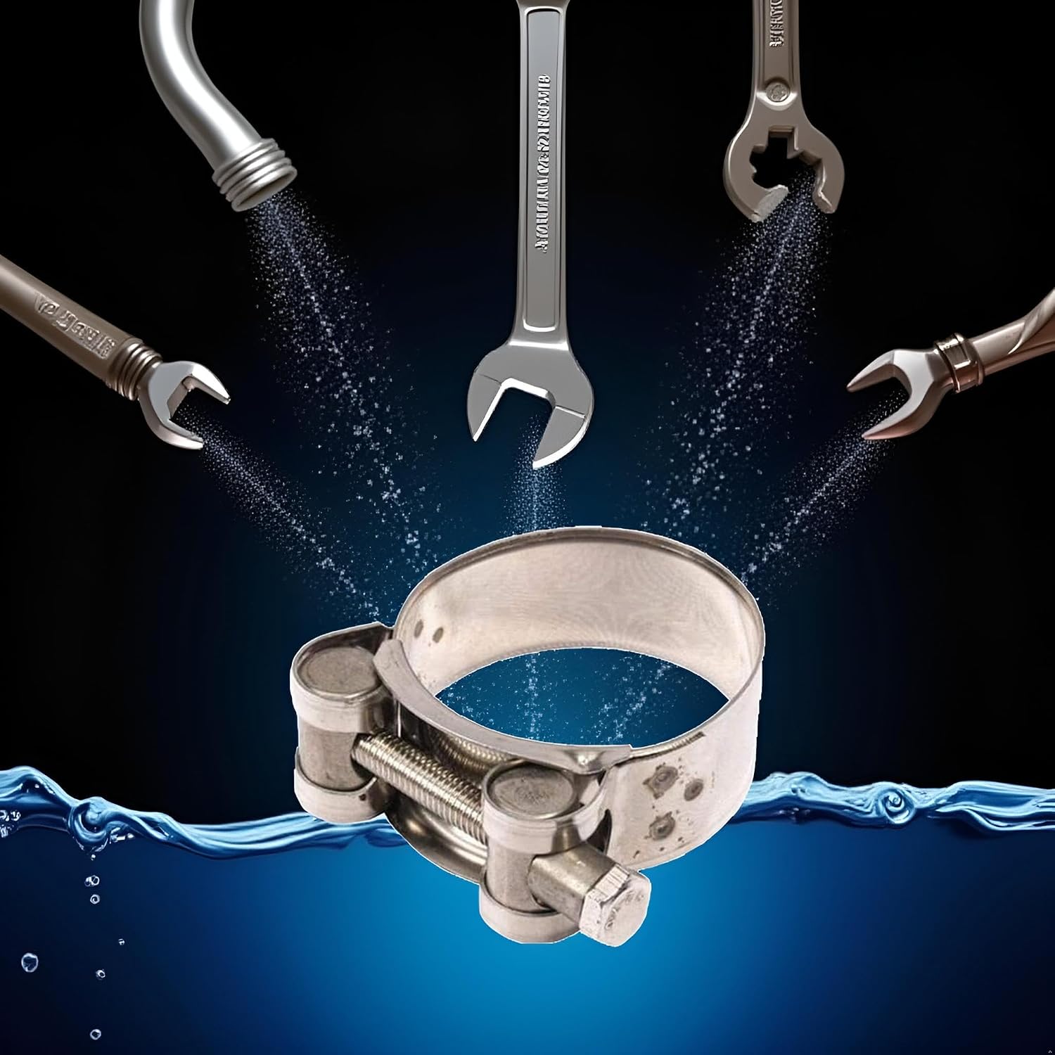 Exhaust Clamp Stainless Steel Exhaust Band Clamp Replacement for Motorcycle Water Hose Car Automotive Replacement Exhaust Clamps, Motorcycle (48-51mm)