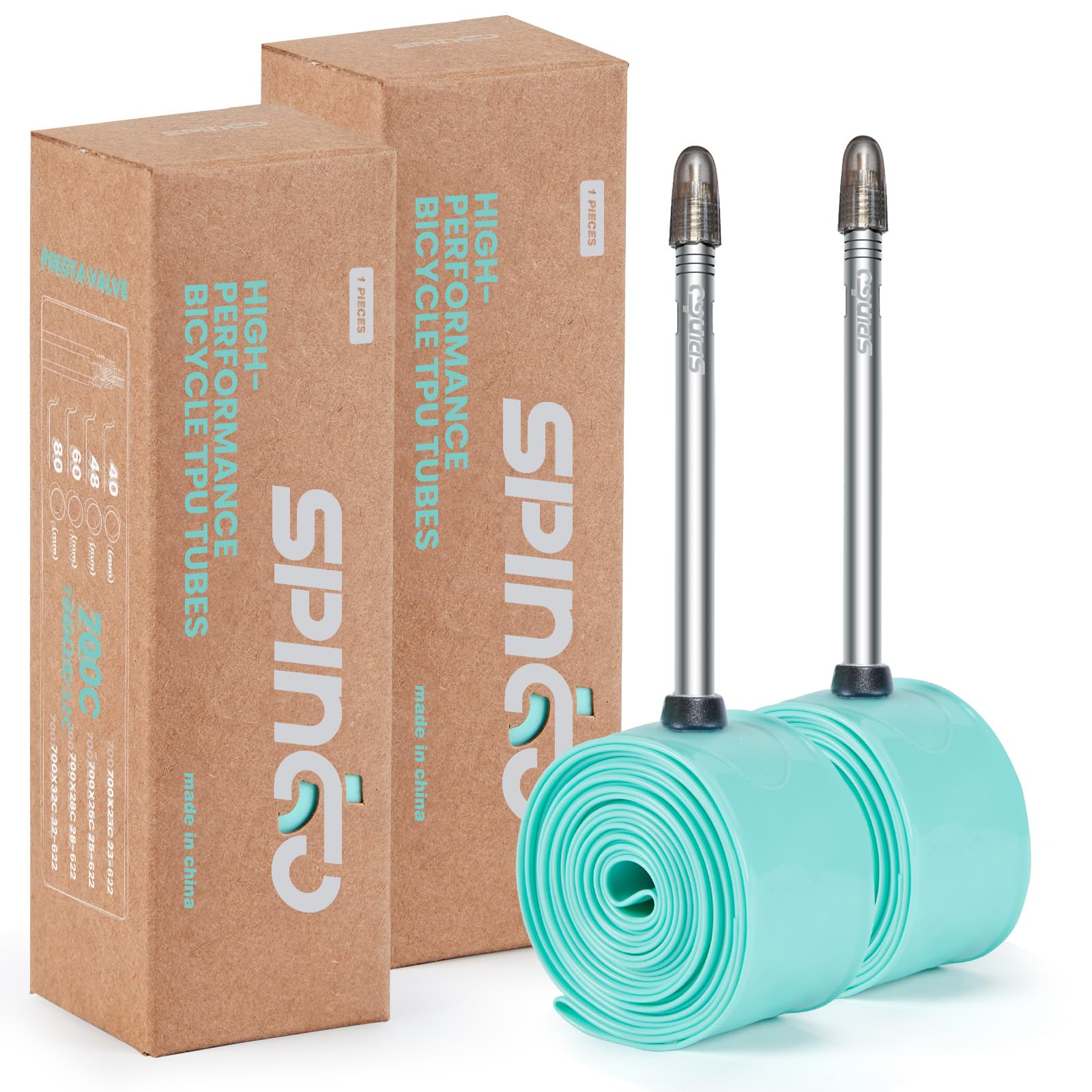 SPINGO 2-Pack TPU Inner Tube 700C x 23c-32c 48/60/80mm Presta Valve Aluminum Alloy
