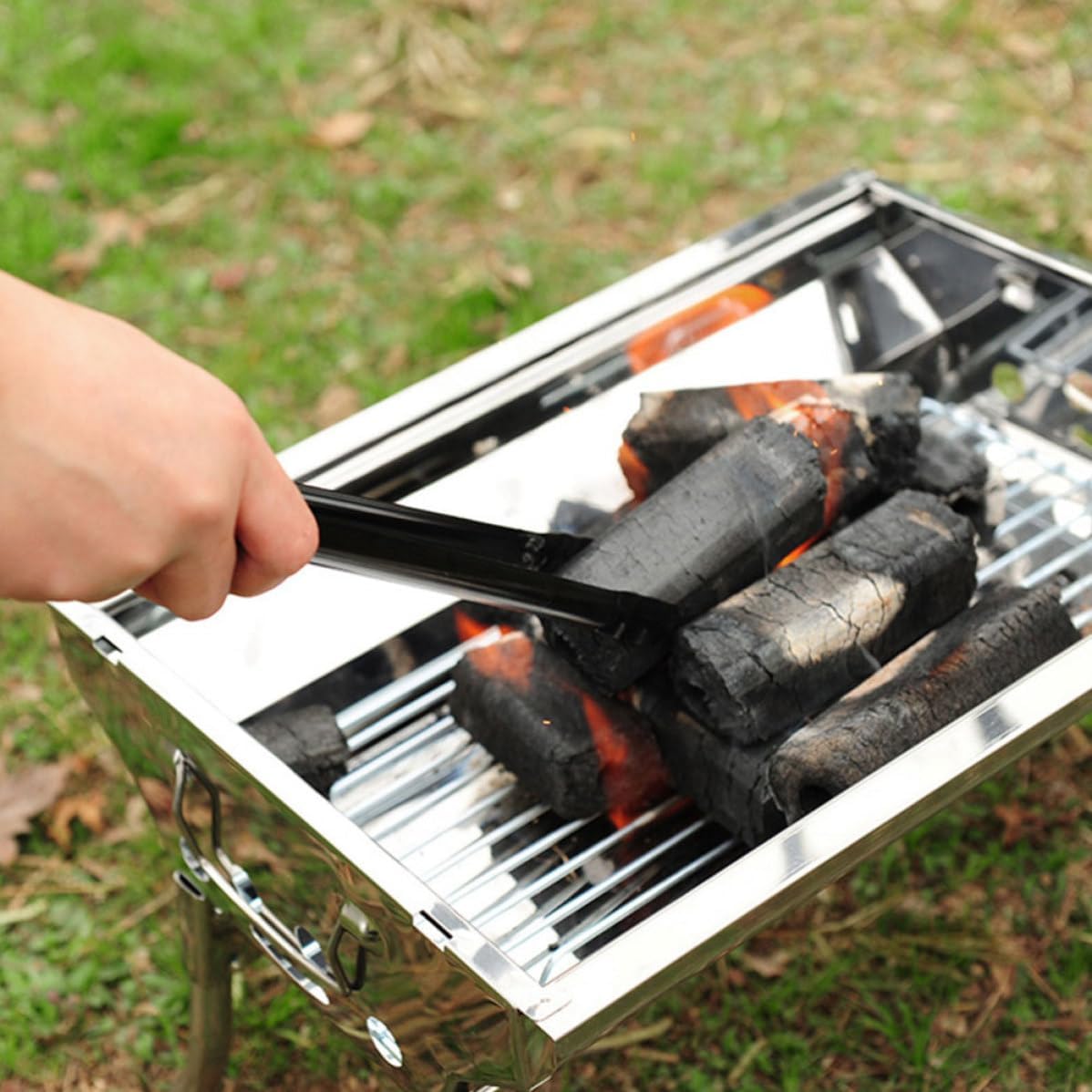 4pcs Black Iron Charcoal Clip for Firewood Handling, Camping