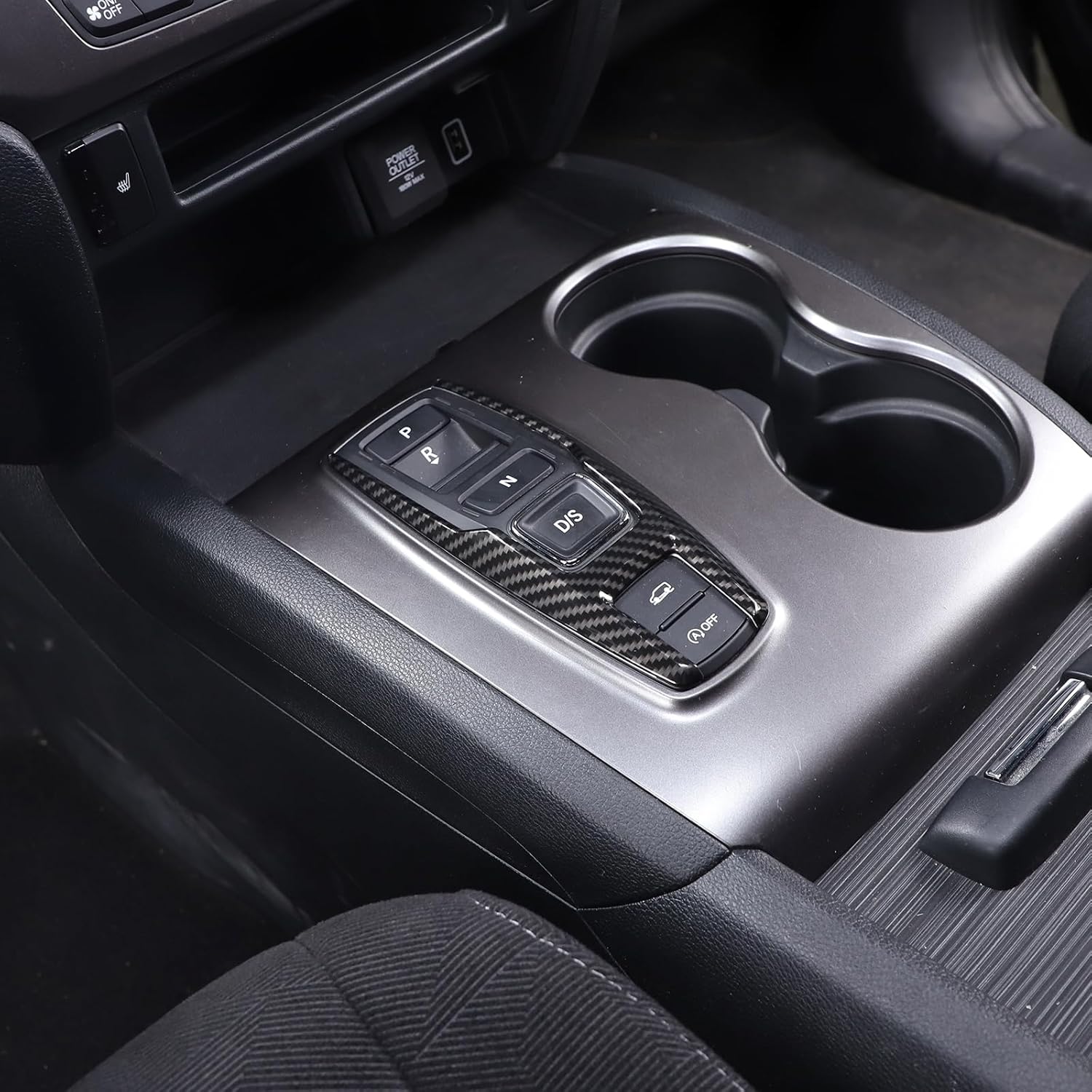 Gear Shift Panel Cover Trim Fit for Honda Pilot 2016-2022 Ridgeline 2020-2023 Passport 2019-2023 Console Gear Button Panel Edge Protective Trim (Carbon Fiber Pattern)