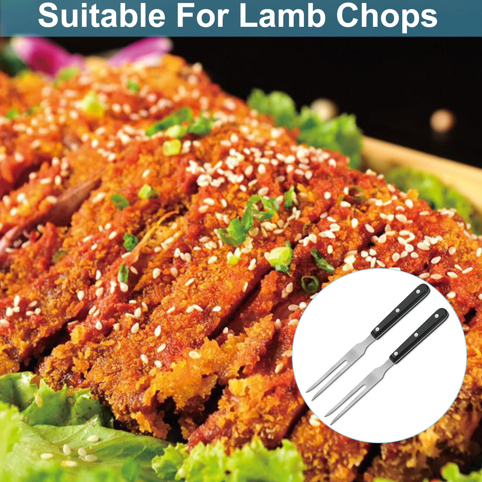 Fourchette à Viande En Acier Inoxydable - Pour Découper Et Servir - Barbecue Et Cuisine - 33.8cm