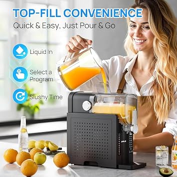 Slushie Machine for Home, Soft Serve Ice Cream Machine with LED Display, 1.6l Vessel Slushy Machine with 6 Preset Programs, For Slush, Margaritas, Smoothie, Frappés, Milkshakes, And More