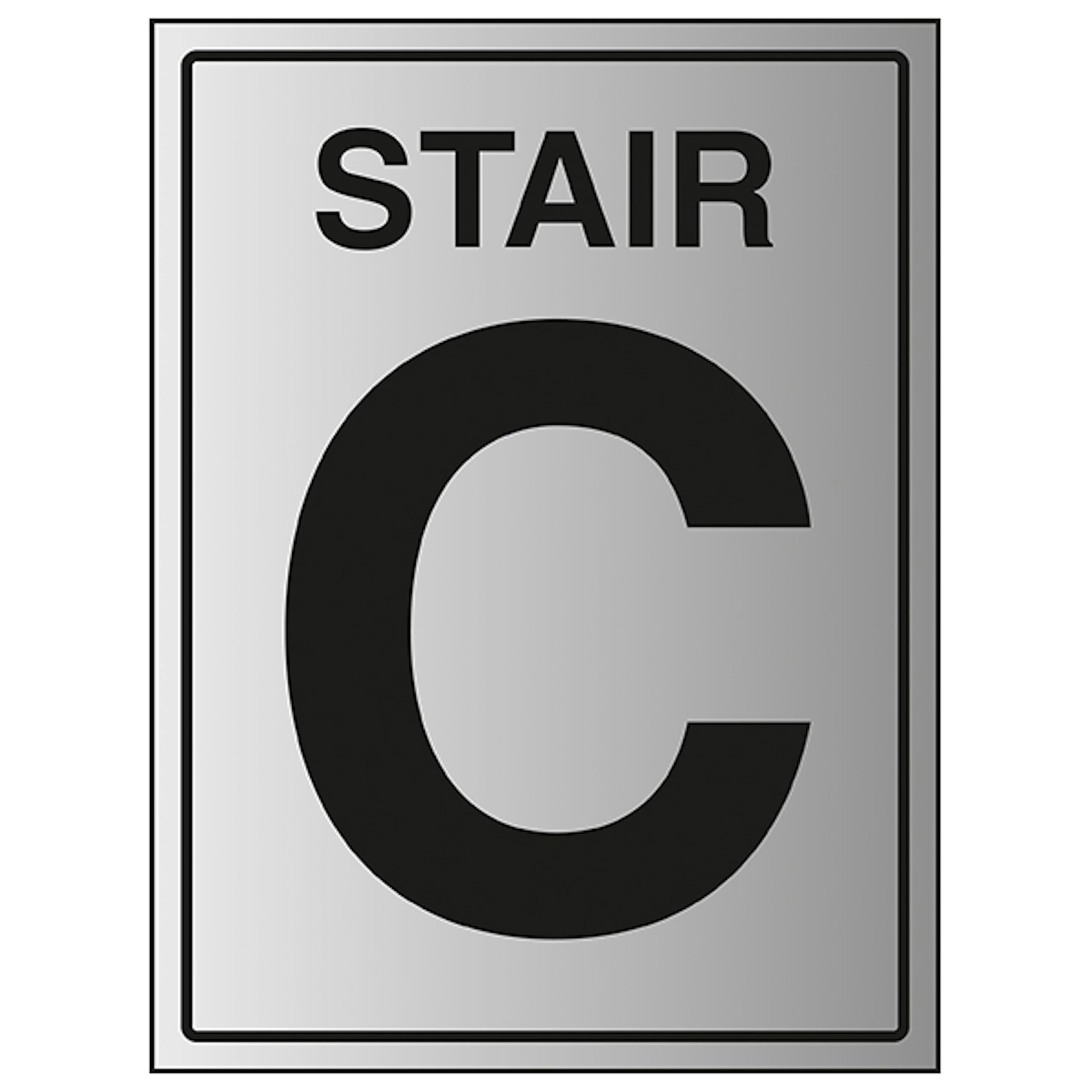V Safety Stair C 150 x 200 mm - 1.6mm Aluminium Effect Rigid Plastic Safety Sign
