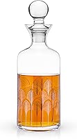 Viski Deco Whiskey Decanter Crystal, Scotch Decanter, Liquor Decanter, Alcohol Decanter, Bourbon Decanter, Whiskey Glass Decanter Stopper, 44oz