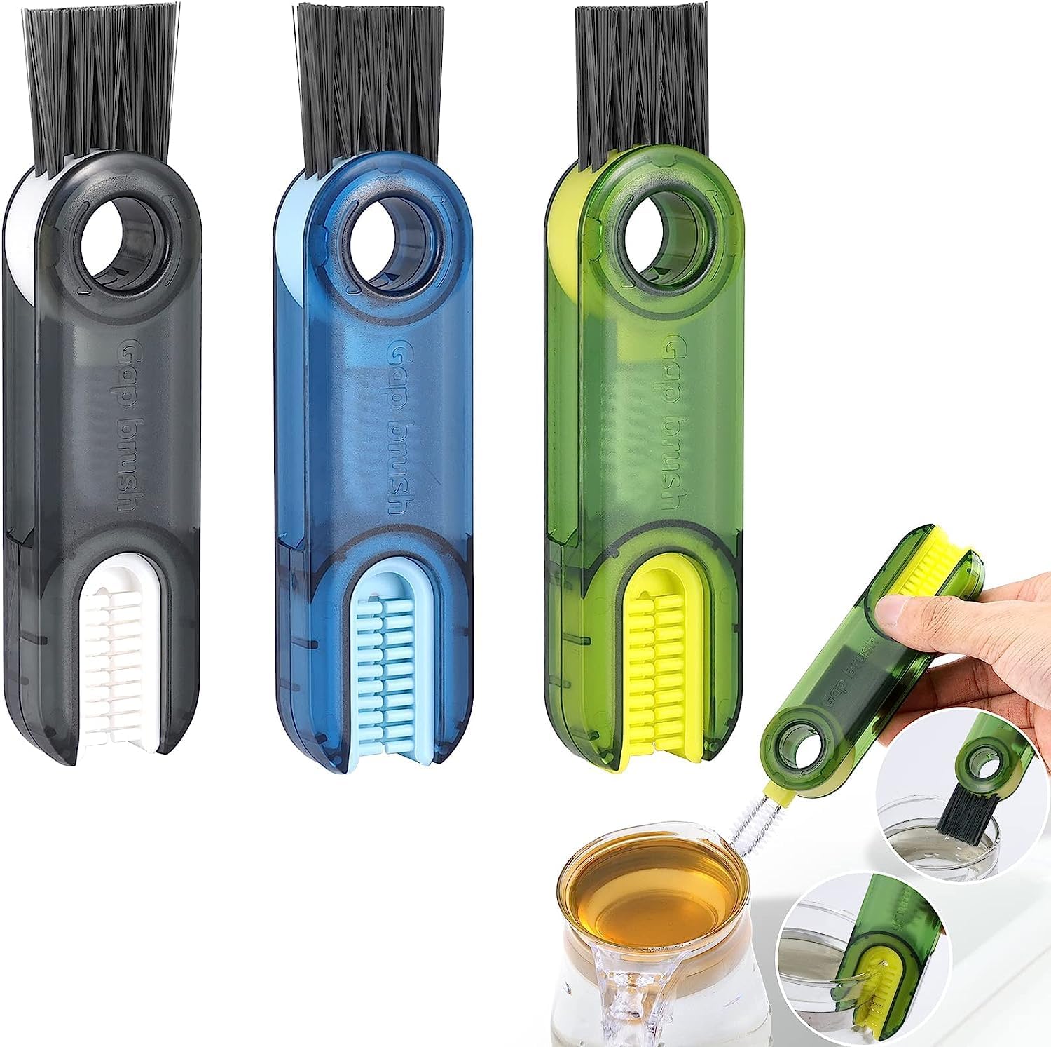 3 in 1 Cup Lid Gap Cleaning Brush Set | Plastic Multifunctional Insulation Bottle Cleaning Tools | Mutipurpose Silicone Cup Holder Cleaner, Home Kitchen Cleaning Tools 1
