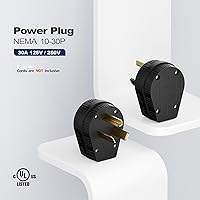 Vista 2 de Enchufe de secadora de 3 clavijas de 30 amperios, Nema 10-30P, 30 amperios, enchufe de ángulo de 125/250 voltios, hoja recta de 3 polos y 3 cables