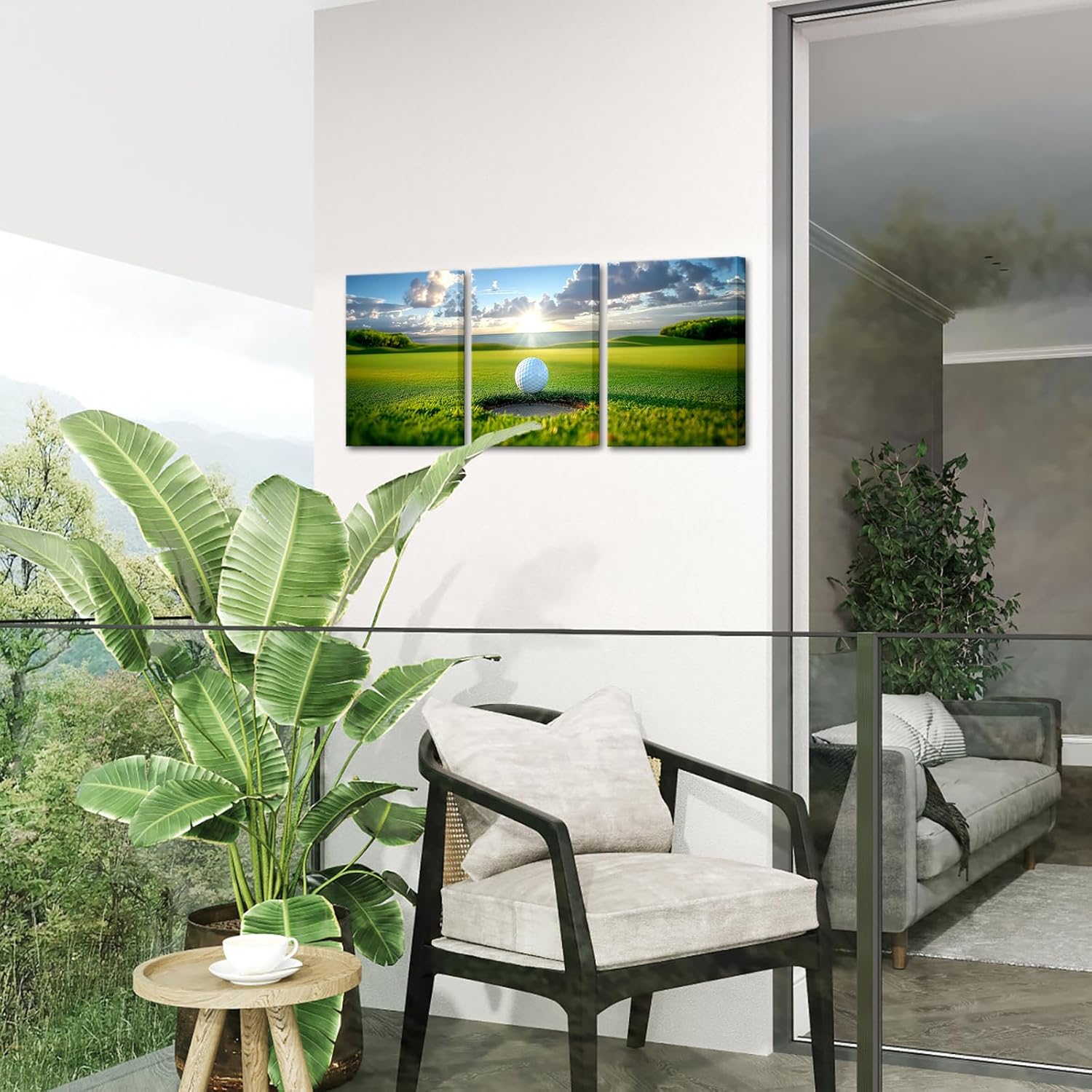 AoArtWZ Golf Canvas Wall Art Decor Golf Ball Course Painting Sun Landscape Prints Golfing Sports Artwork Framed Decor for Men Cave Gym Home 12" x 16" x 3pcs - Image 5