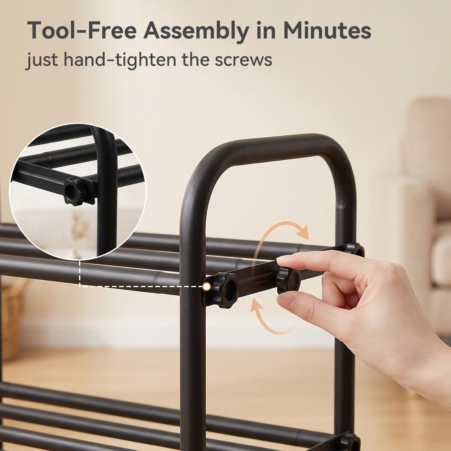 3-Tier Expandable Shoe Rack for Closet, 17.7" - 32.2" Adjustable Shoe Shelf