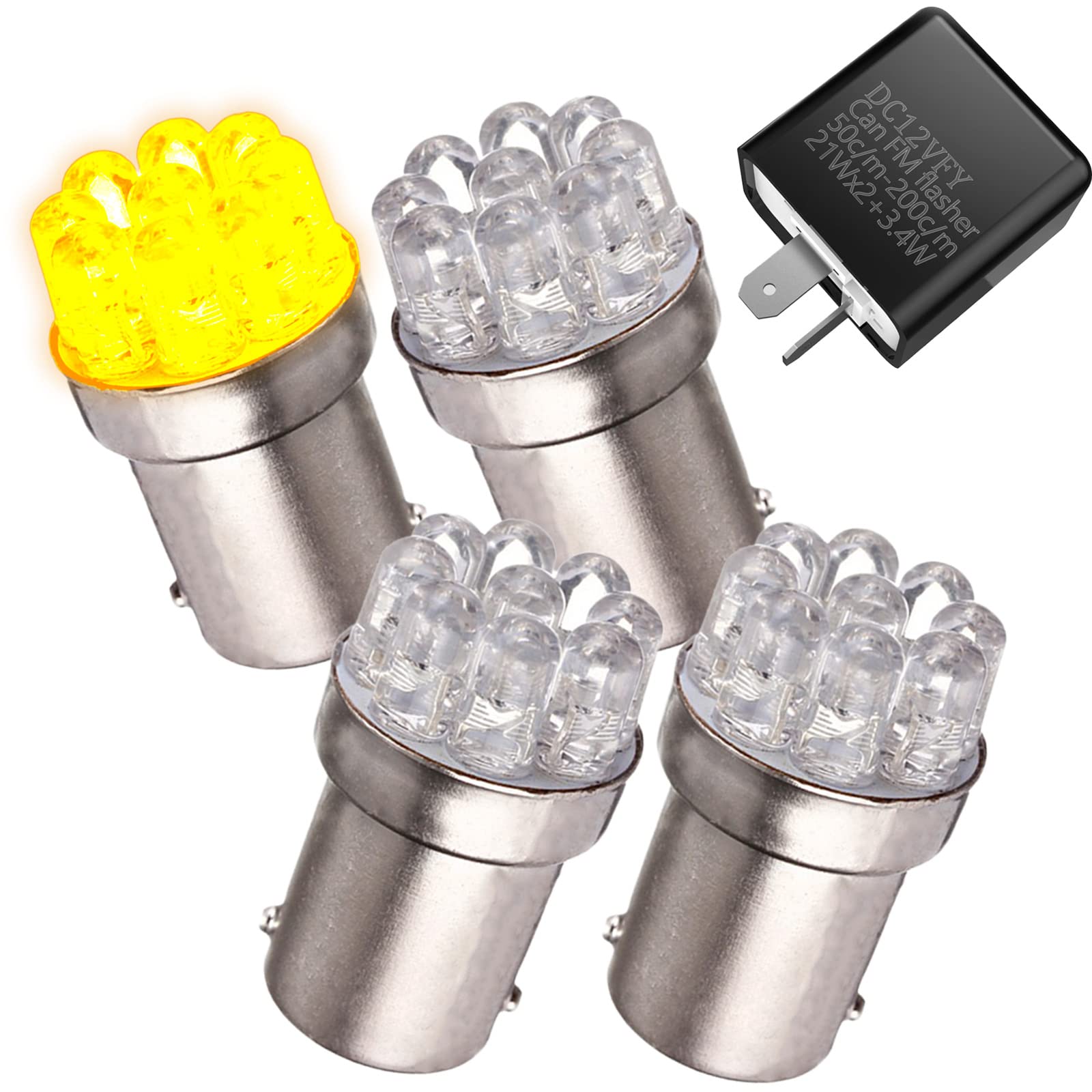 Amazon | Meliore バイク LED クリア ウインカー アンバー オレンジ 4