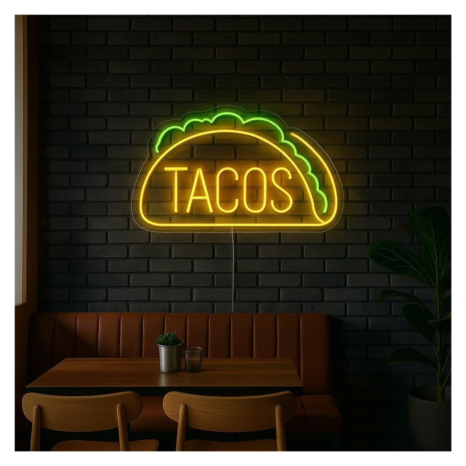 SHOUXI Sign Lamp Tacos Neon Sign, Suitable for Restaurant, Kitchen Decor with Dimmable 38cm