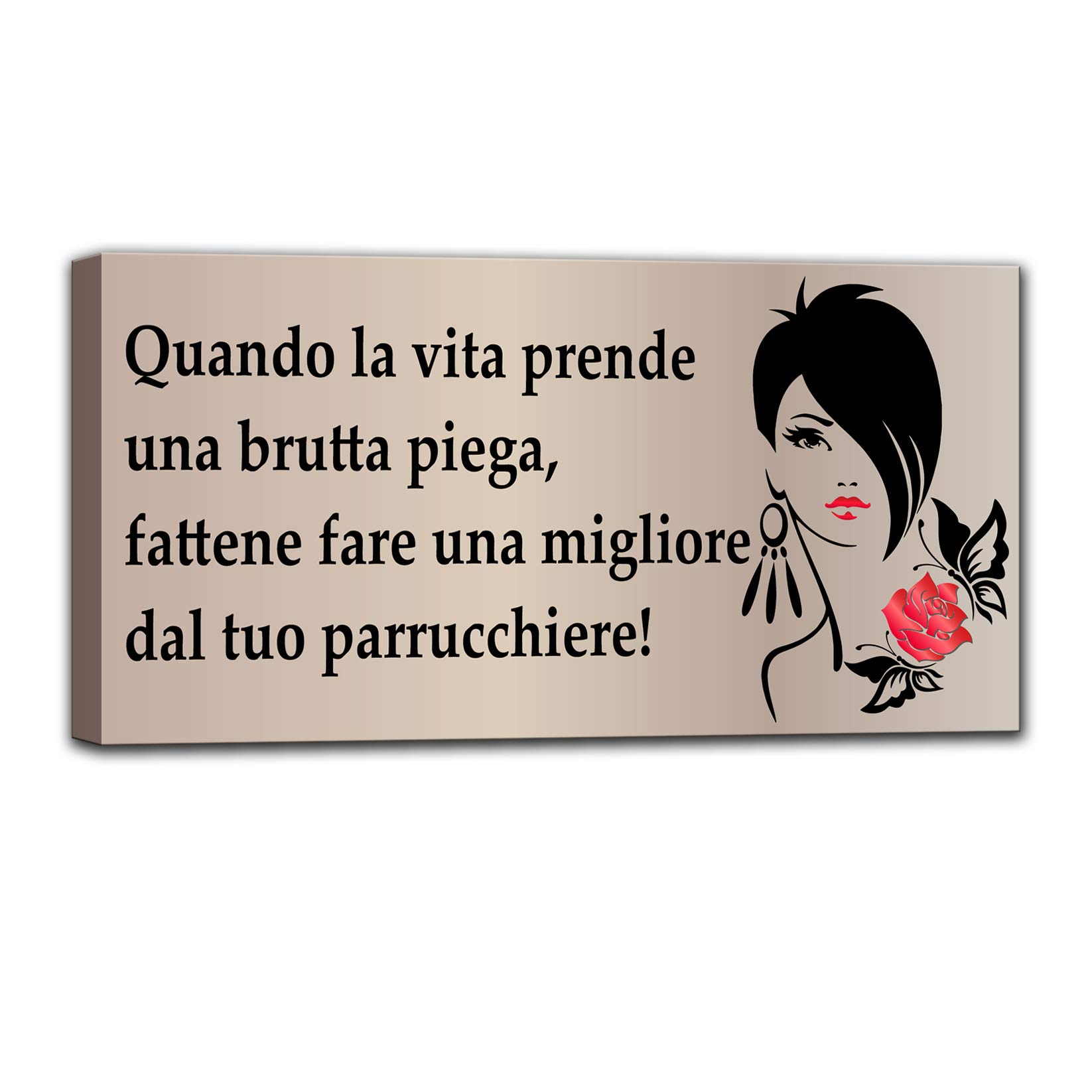 Quadro su tela con frase per negozio di parrucchiera, idea decorativa per negozi hair style donna