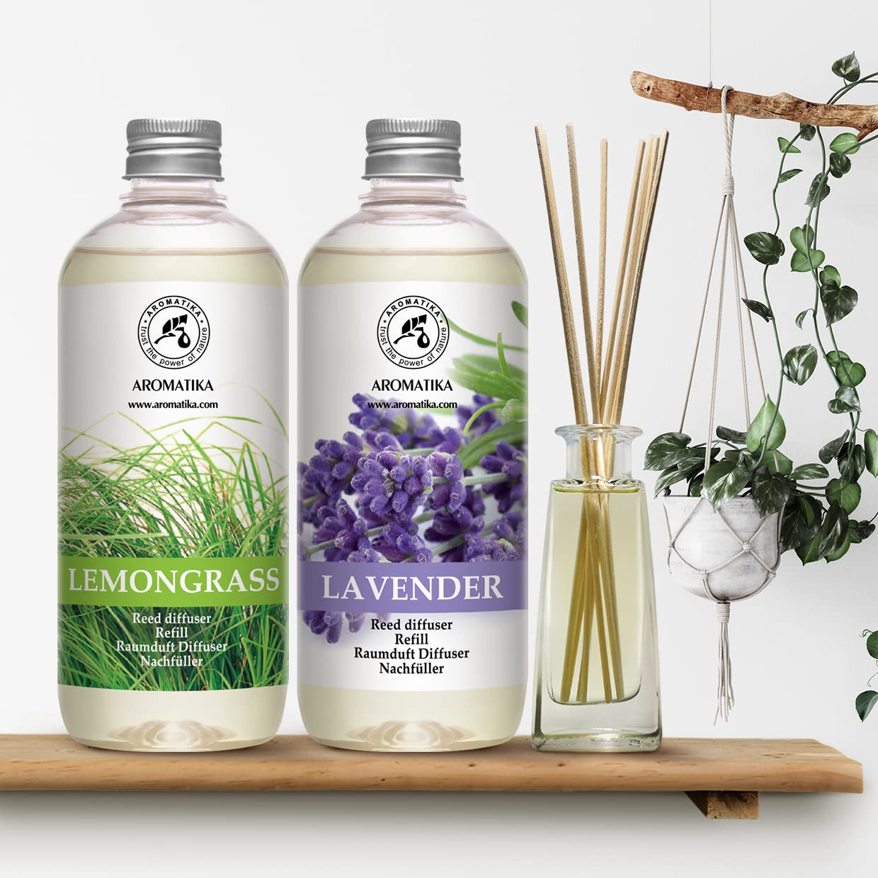 Recambio Difusor Lemongrass & Recambio Difusor Lavanda 2x500ml - Difusores de aceites esenciales - Difusores para el Hogar - Aromaterapia - Fragancias de Duraderas - Difusor de Varillas