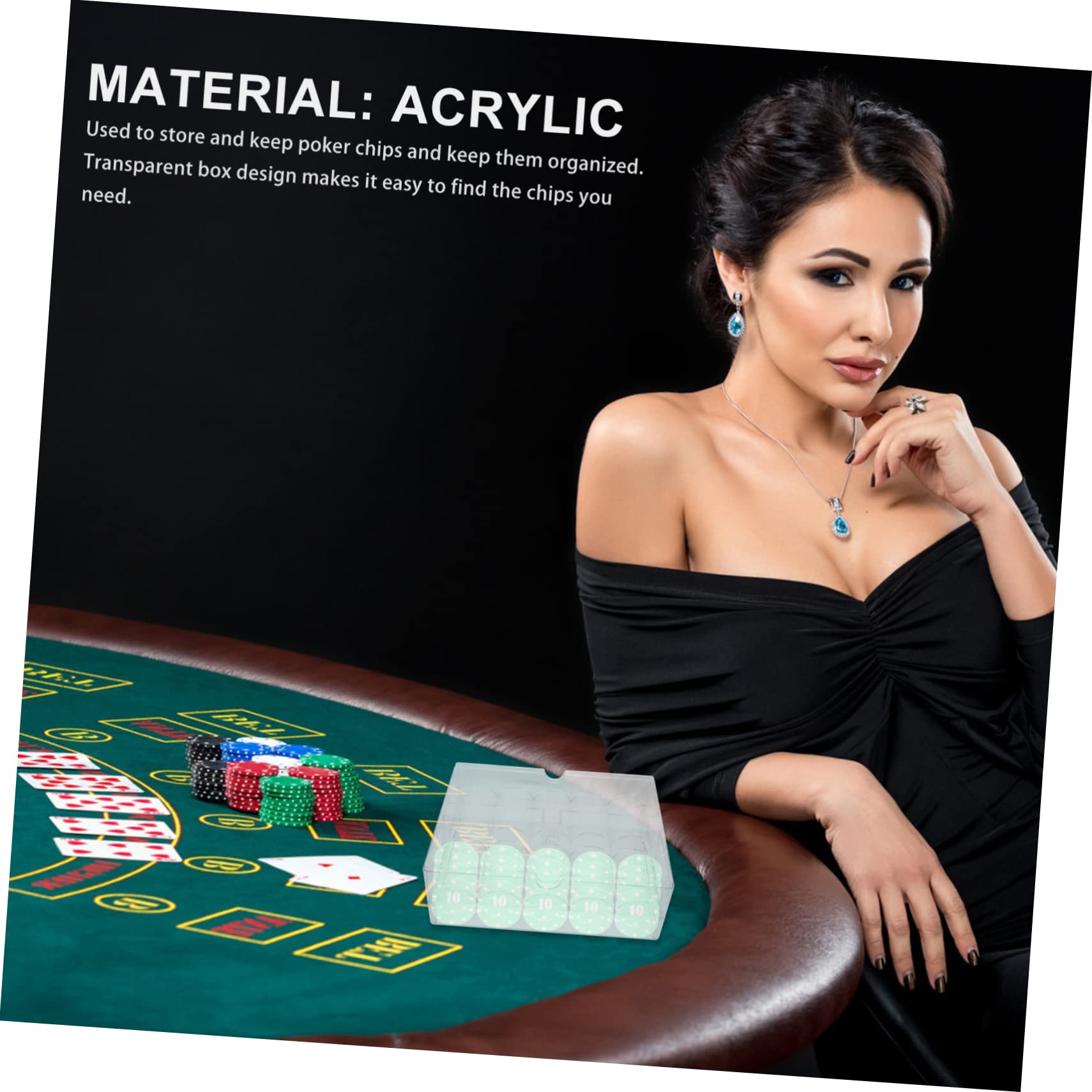 Angoily Scatola Porta Fiches Da Poker Organizer in Acrilico Trasparente Contenitore Per Fiches Da Poker Scomparti Per Conservare e Organizzare