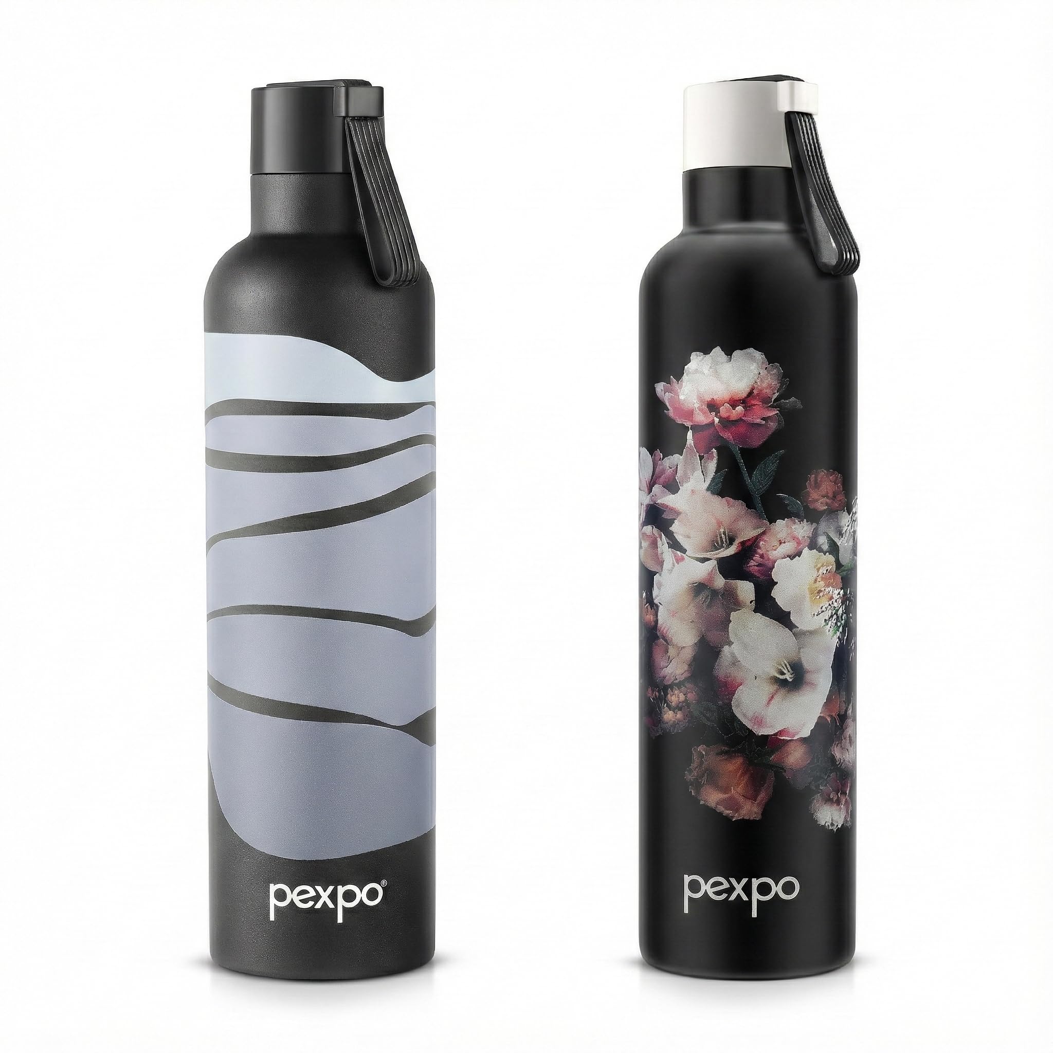 Go24 pexpo Stainless Steel Water Bottle Oslo Black 750ml
