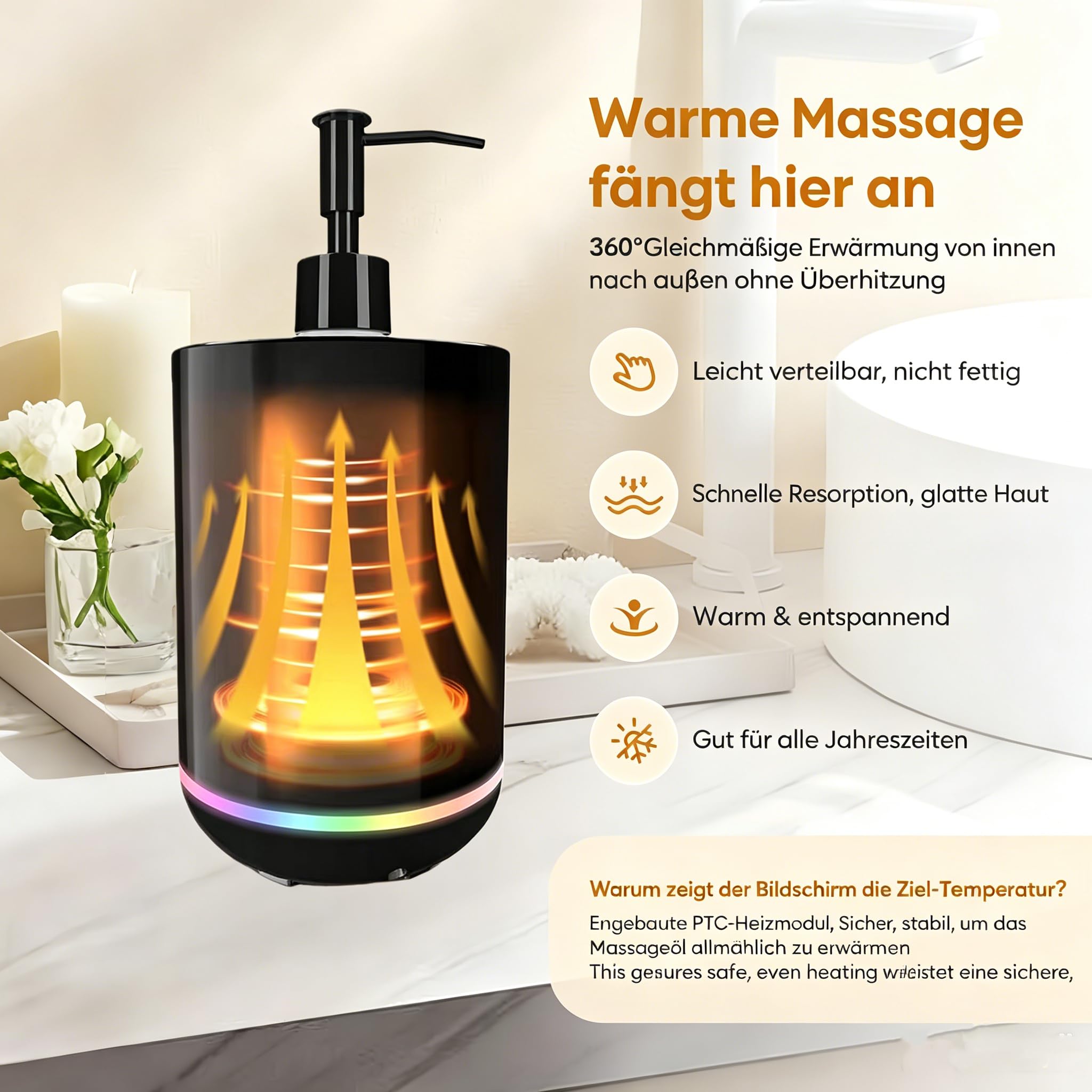 Professioneller Massageöl Wärmer, Massageölwärmer mit Zwei Ölflaschenspender Lotion Wärmer LCD Anzeige Flaschenwärmer Heizung für Spa Salon Haushalt Massageöl Flaschenwärmer