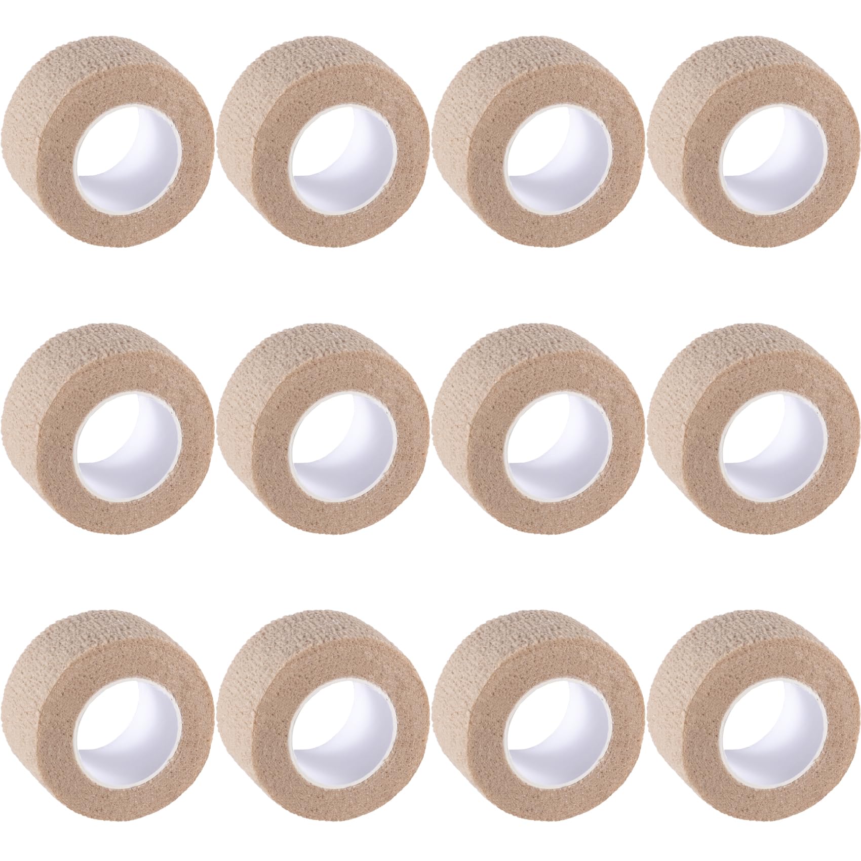 IndigoCase 12 Rolls Self Adhesive Bandage Wrap 1 Inch, Skin Color Elastic Athletic Tape, Vet Wrap, Wrist Tape, Small Bandage for Kids, Fingertip, Dog,