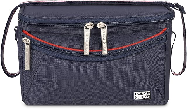 Polar Gear Small Cooler Bag  Insulated Food & Drink/Lunch Bag with Adjustable Carry Strap, Zip Compartment & Ice Pack  Wipe Clean PEVA Lining  Great for Picnics & Days Out  Blue, 6l Capacity