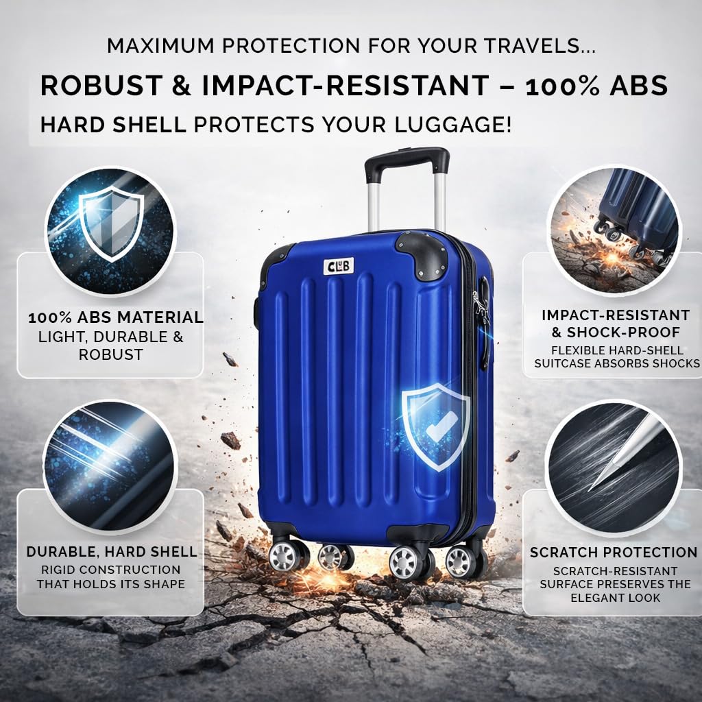 POSH Valigia Grande in ABS - Volume interno 100L - Rigida e leggera 3,7 kg 75x50x30 cm - Bagaglio da viaggio con chiusura a combinazione - Ruote girevoli a 360° - Ideale per viaggi di 14 giorni