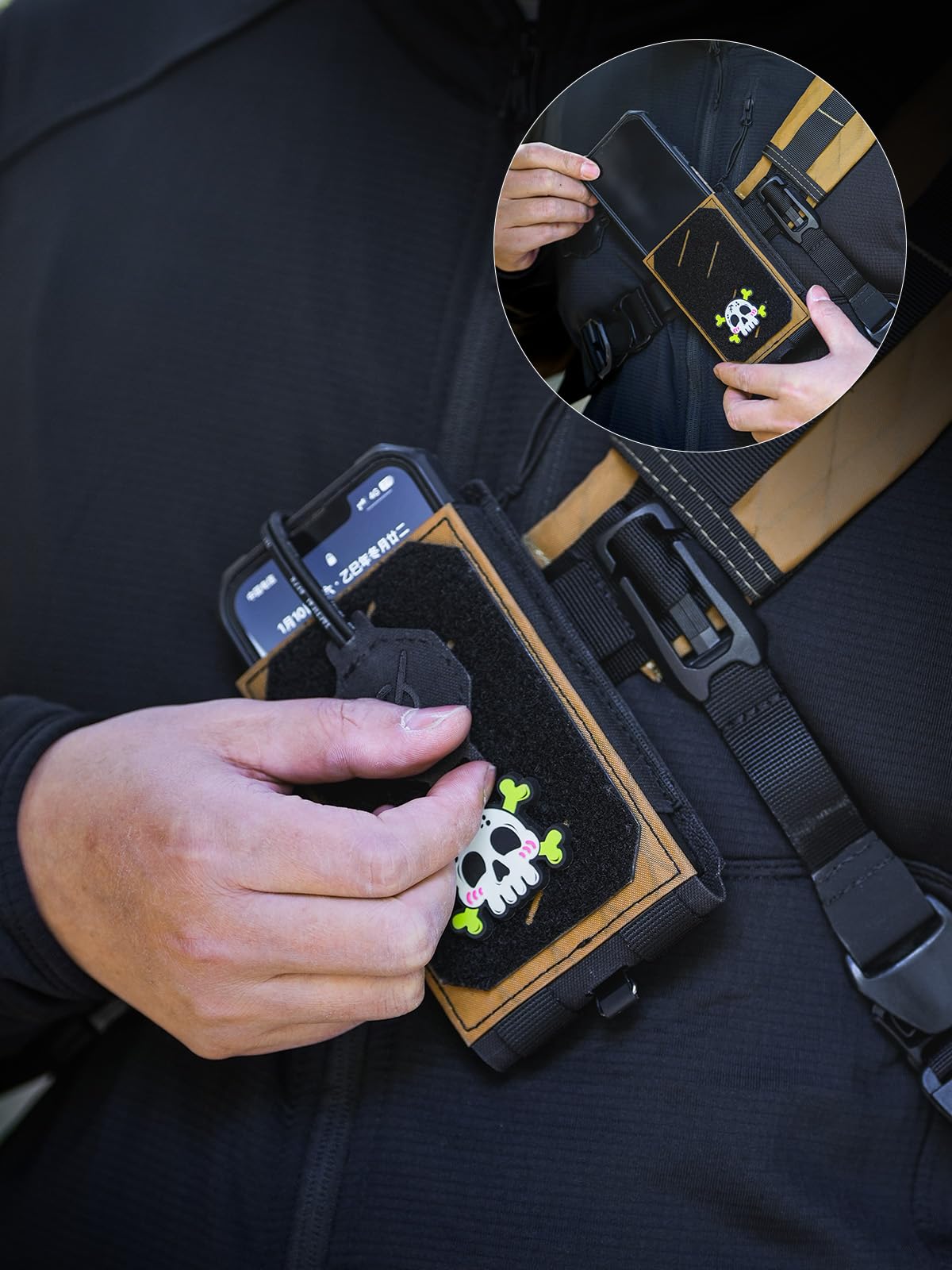 TACTICAL_GEEK EXT16 MOLLE etui na telefon komórkowy, kompaktowa torba na pasek na smartfon z nylonu z paskiem mocującym, klapa na rzep zapewnia szybki dostęp, nadaje się do plecaka i paska na ramię