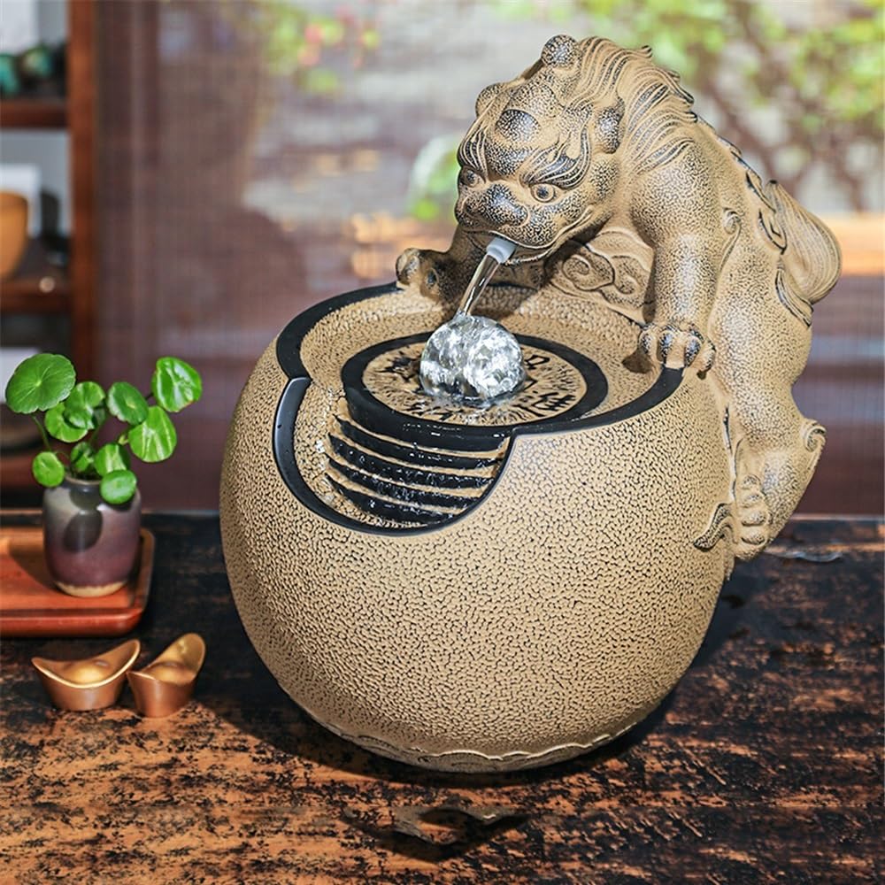Fuente de Escritorio Adornos de Agua Corriente de Escritorio Modernos, Fuente pequeña de Agua circulante, decoración del hogar con Doble Baile Fuente de Interior Cascada