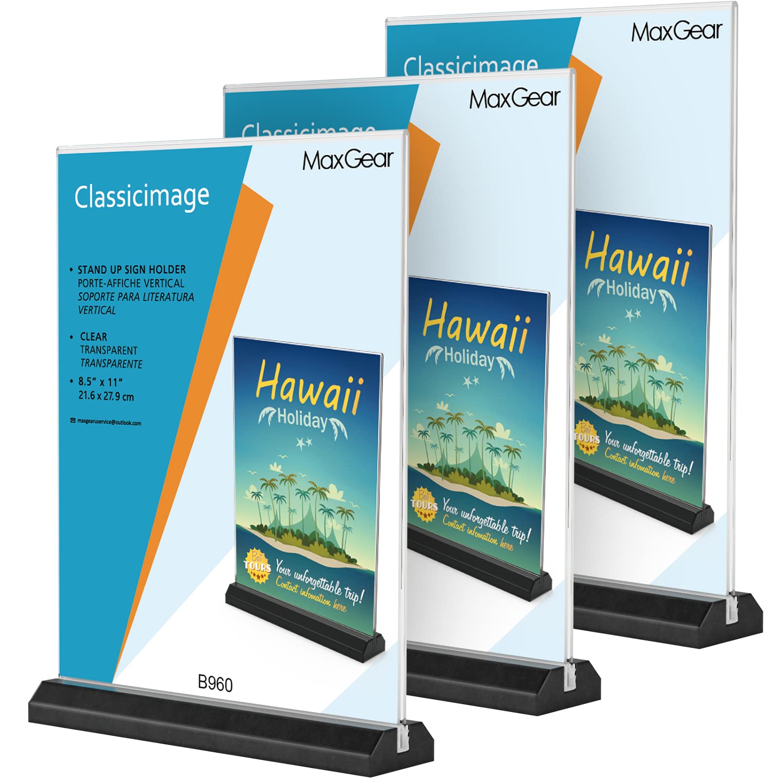 Buy MaxGear Acrylic Sign Holder 8.5 x 11 inches 3 Pack, T Shape Clear Table Top Display Stand