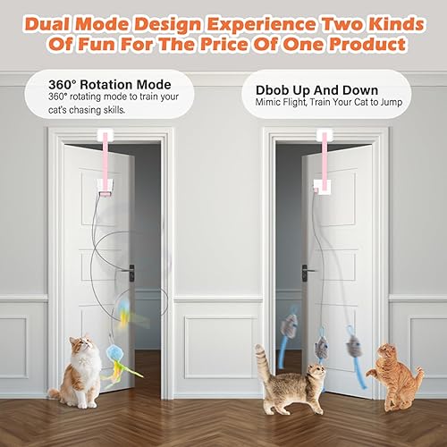 Miniatura 4 de Juguete eléctrico para gatos, diseño de clip de puerta, juguete interactivo para mascotas, recargable, modos duales, rotación de 360 y salto