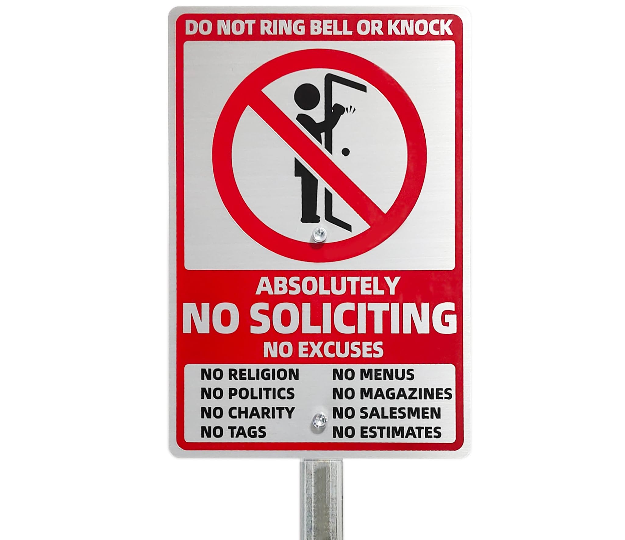 prismite No Soliciting Sign for House, 40 mil Aluminum,21 inch High Yard Sign