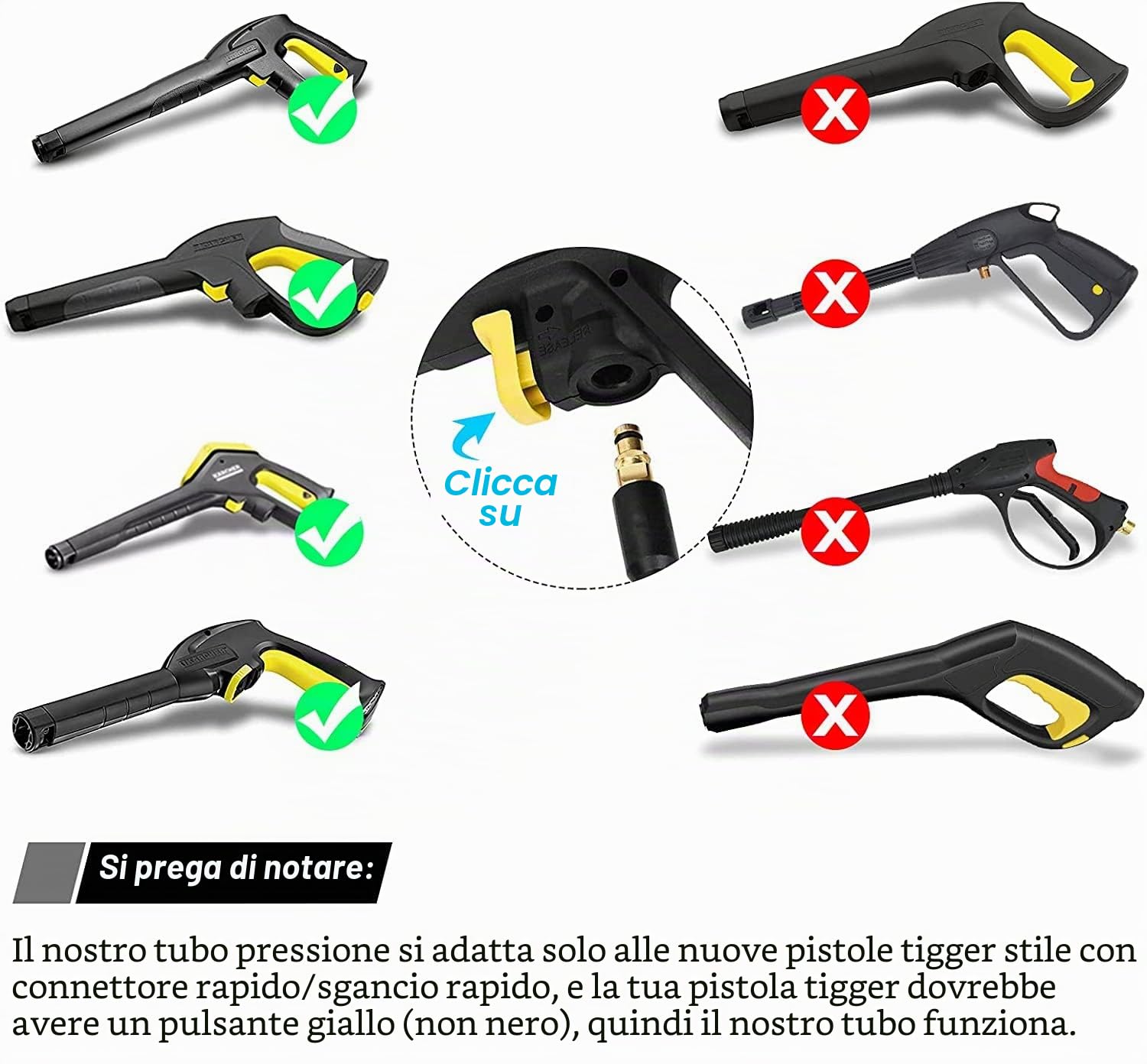 20M Tubo di prolunga per tubo ad alta pressione di ricambio per idropulitrici Karcher serie K K2 K3 K4 K5 K6 K7 Fare clic su Connettore rapido