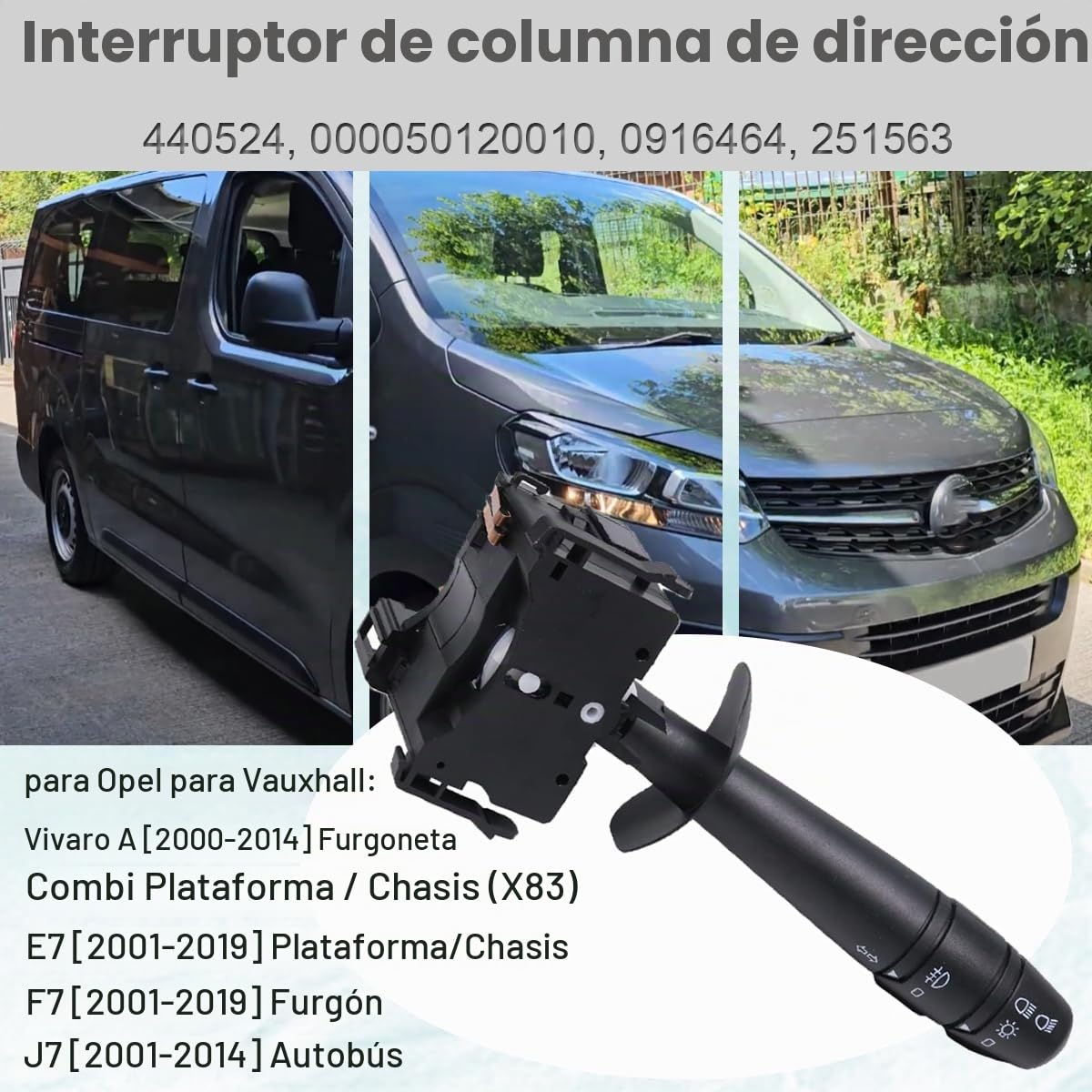 ZAMDOE 7701048912 Interruptor Palanca luz de Giro dirección para Renault Espace IV Laguna II Trafic II para Opel para Vauxhall Vivaro A E7 F7 J7 Luces Carretera y Bajas Piezas Repuesto