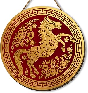 Chinese New Year Wooden Wreaths for Front Door Lunar New Year of The Horse 2026 Fu Welcome Sign Red Spring Festival Decor Chinese New Years Decorations for Home Party