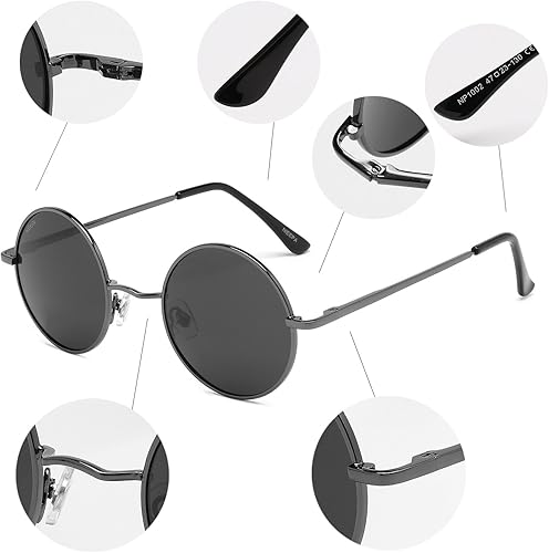 Miniatura 4 de NIEEPA Gafas de sol redondas redondas estilo hippie vintage para hombres y mujeres, gafas de sol circulares NP1002