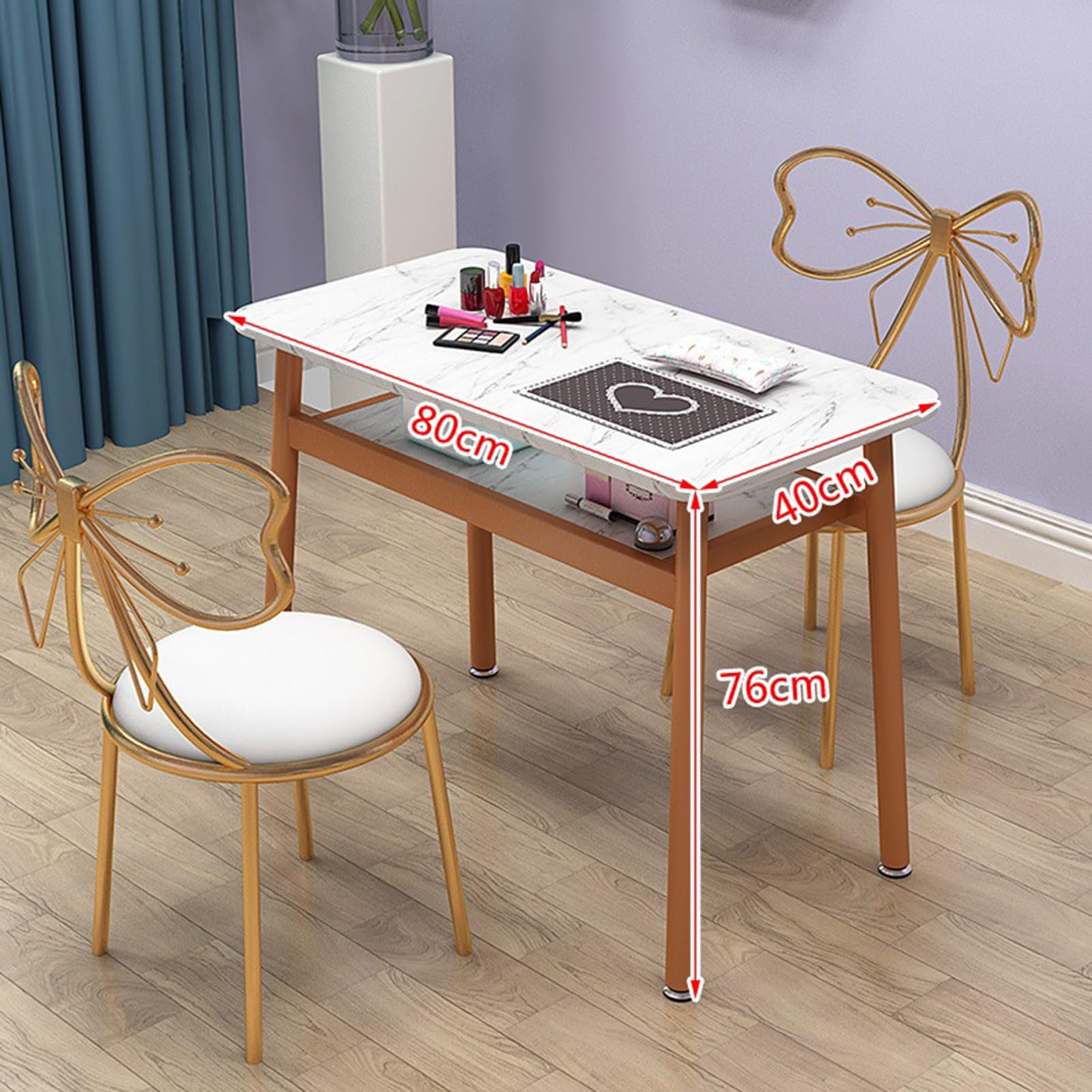 Tavolo da Manicure Professionale, postazione di Lavoro per Tecnici delle Unghie, Tavolo da Trucco in Legno per Salone di Bellezza, Spa, Tavolo da toeletta con,Marble Pattern-80cm 3-Piece Set