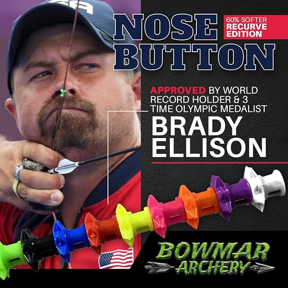 Bowmar Archery Nose Button Recurve Edition, Extremely Light Weight, Creates Consistent Anchor Point, Two Sizes Included