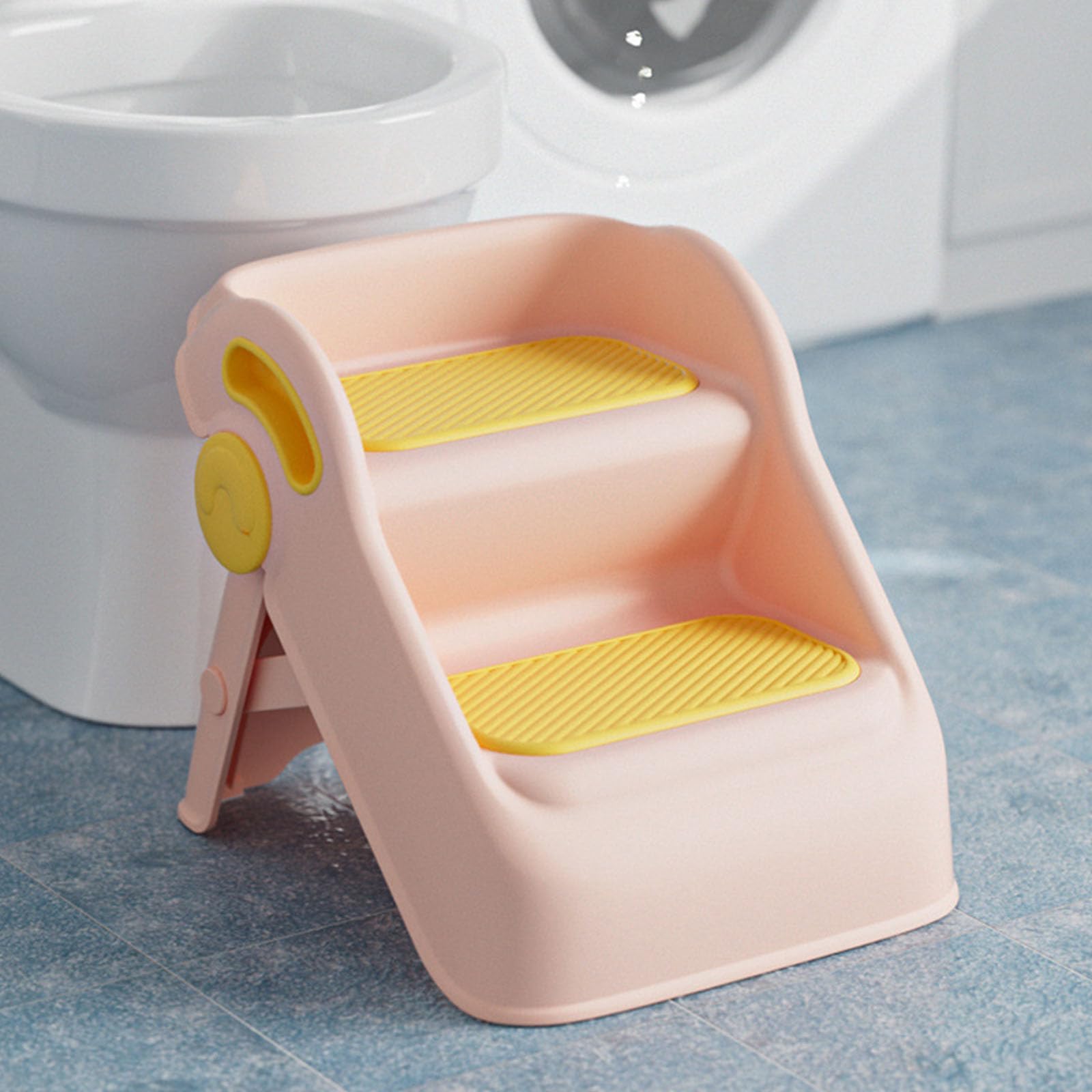 2-stufiger Tritthocker für, rutschfest, Badezimmerhocker, faltbares Design, Kunststoff, sicher, doppelte Ebenen für Kleinkinder, rutschfest