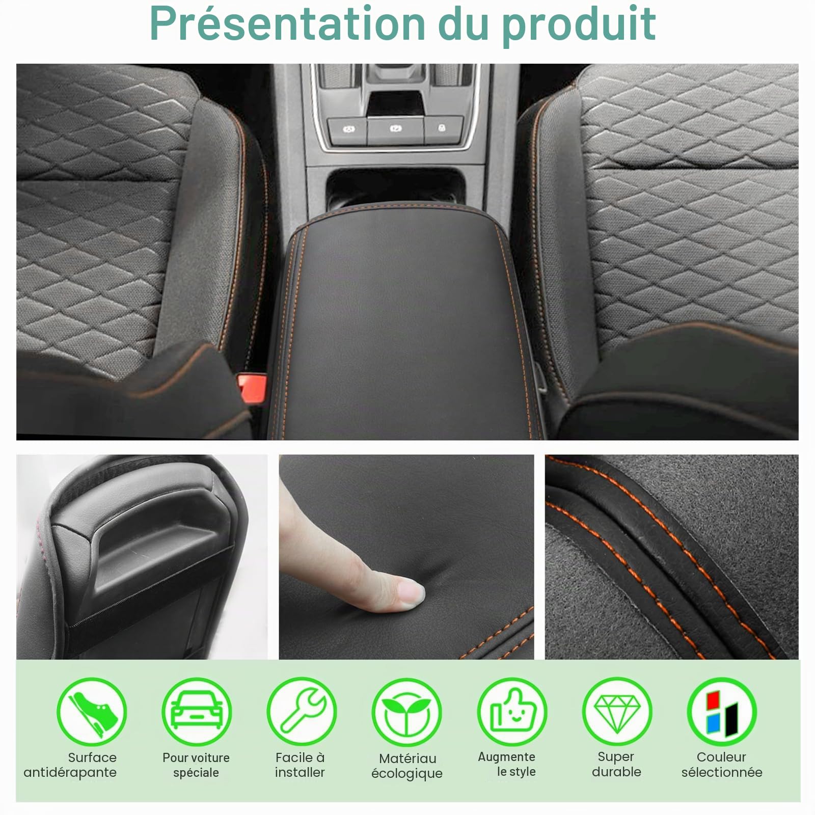 GAFAT Seat Leon MK4/ Cuprα Formentor 2020-2024 2025 Housse d'Accoudoir Central, Seat Leon Cuprα 4 5F KL ST FR Console Centrale de Protection en Cuir Rembourré, Seat Leon MK4 Accessoires (Laiton)