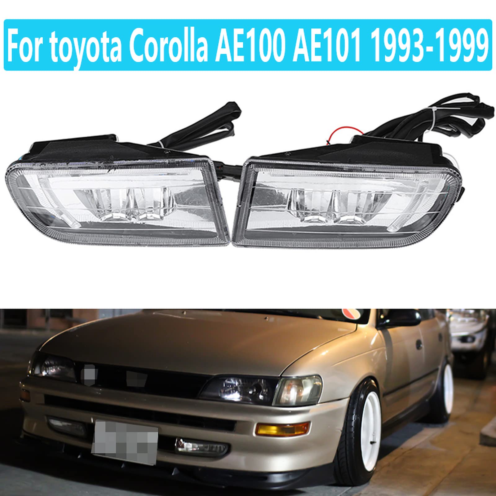 ミラーウインカーライト 車 LED フォグランプライト 12V 35 ワットターンシグナルランプ用カローラ AE100 AE101 ヘッドライト と 互換性のあるトヨタ と互換性のあるカローラ AE100 AE101 E100 1993-1997 用 フロントバンパ サイドミラーウインカー 用  カローラ用 AE100用 ... ヘッドライトアセンブリ と互換性のあるトヨタ と互換性のあるカローラ AE100 AE101 E100 1993-1997 用 フロ