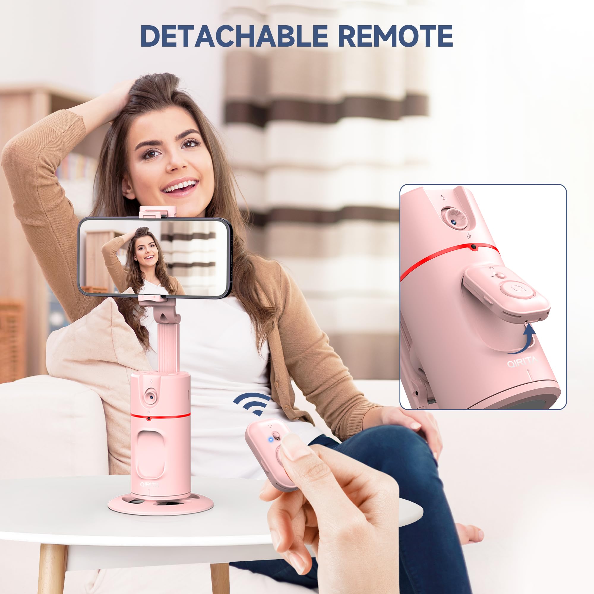 Automatyczny uchwyt do telefonu z funkcją śledzenia twarzy, statyw z funkcją śledzenia twarzy, obrotowy o 360° uchwyt do telefonu komórkowego stabilizatorem gimbalowym do Vlog/Tik Tok, akumulator