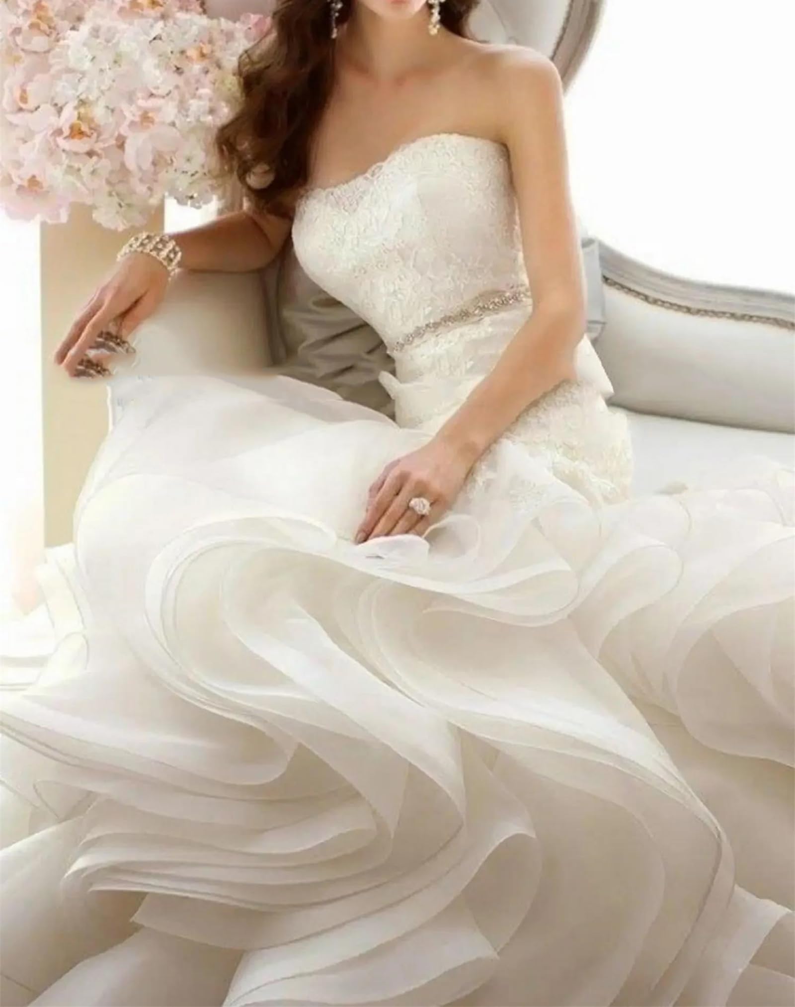 Tela de organza, Tela Organza Tejida Nylon 150cm Multicolor 5 metros(F White)