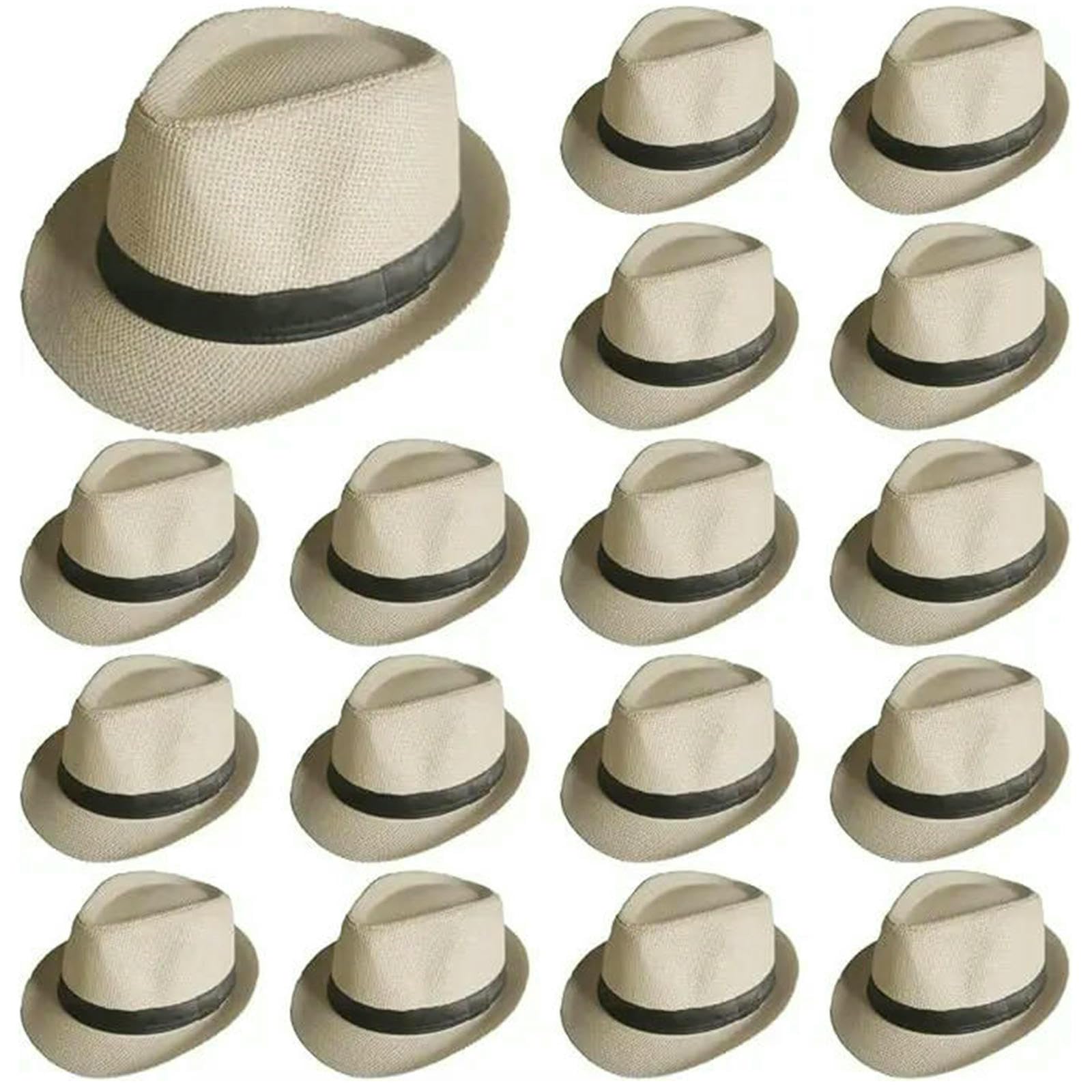 Sombrero de Pescador Gorra Paquete 20-100 Sombreros Fedora ala Corta Protección Solar Verano Boda Al Aire Libre para Hombres Mujeres Estilo Clásico Pastel Cerdo-Beis-Paquete 100