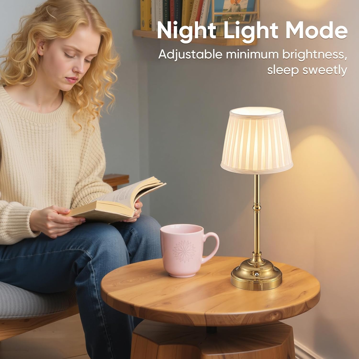 YIEONSHION 2 Pack Portables Cordless Table Lamp, Fabric Shade Desk Lamp, Rechargeable Battery Powered Lighting, Dimmable Light for Dining Room, Bedroom, Bedside, Bar, Night Light, Camping, Balcony