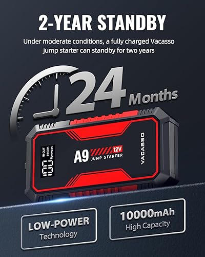 Miniatura 5 de Arrancador de batería VACASSO A9 de 4000 A, portátil (7L de gasolina4L diesel), paquete de arrancadores de batería de coche de 12 V, arranque con