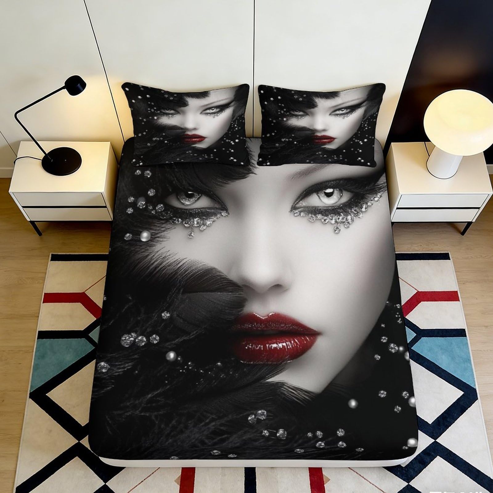 3D Printed Black Marble Fitted Sheet Microfiber Soft Breathable Abstract Stone Mattress Cover for Bedroom Dormitory Guest Room Protection Decor 180x200x25cm