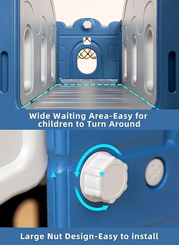 Miniatura 4 de XJD Juego de tobogán 7 en 1, tobogán para niños pequeños a partir de 1 años, juego de tobogán para niños pequeños con aro de baloncesto y pelota,