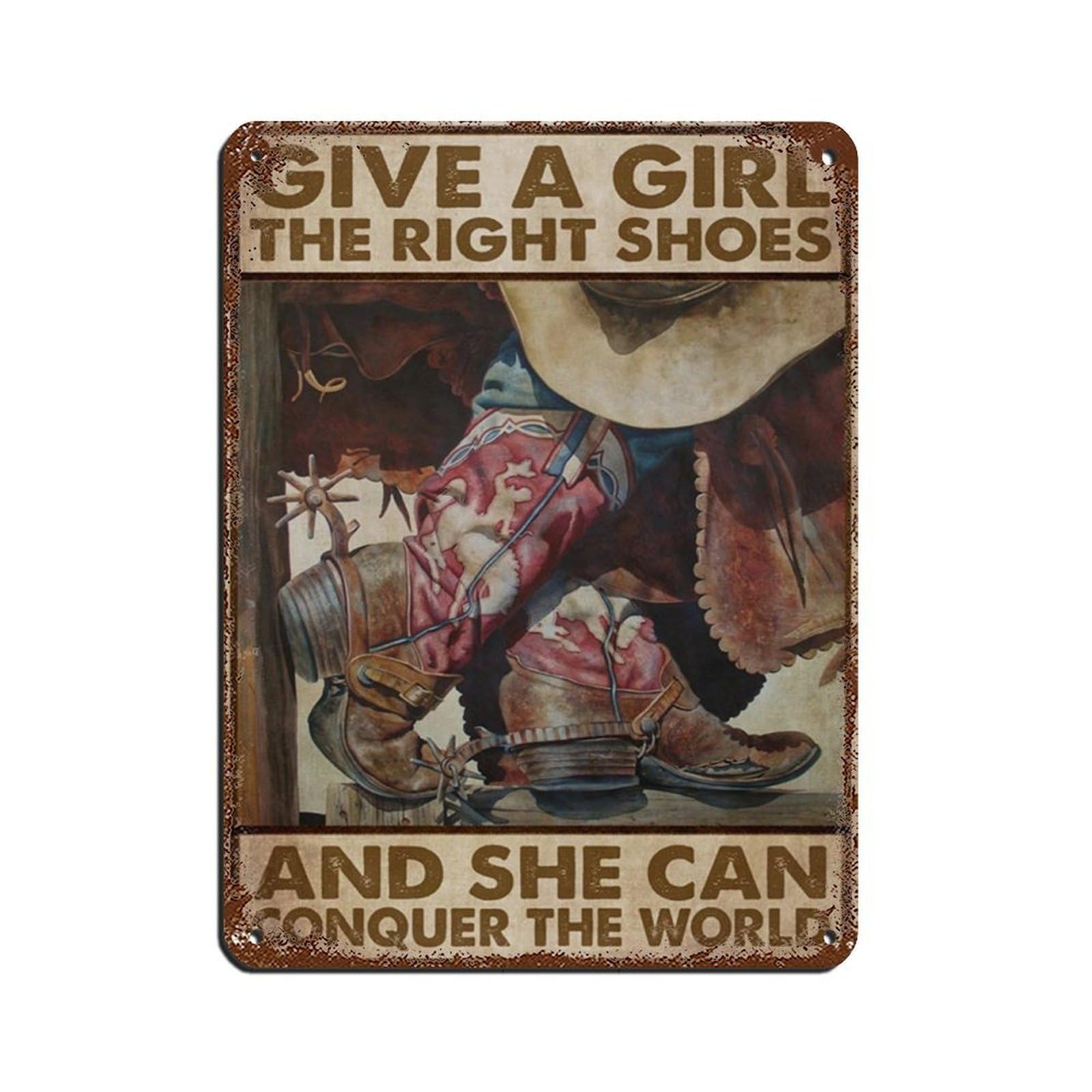 Boots Poster,Cowgirl Decor Art Tin Sign Vintage Metal Pub Club Cafe Bar Home Wall Art Decoration Poster Retro 12x16inch(30x40cm)