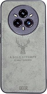 جراب حماية رقمي فاخر من البولي يوريثين الناعم المقاوم للحرارة مع ظهر من قماش منقوش مقاوم للأوساخ والصدمات وبصمات الأصابع بحماية كاملة لموبايل ريلمي 14 برو بلس (رمادي)