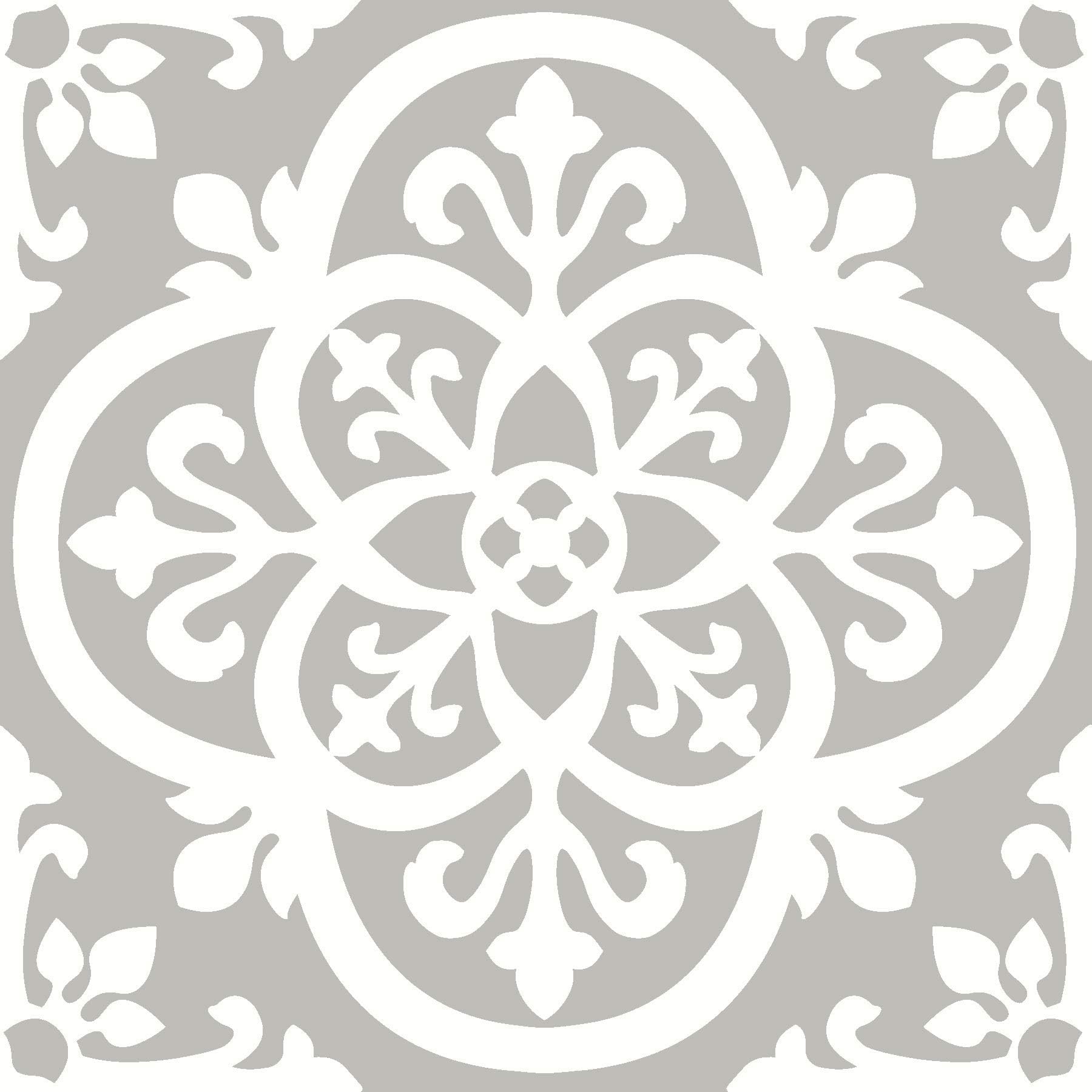 Medina Peel & Stick Floor Tiles, Grey,10 tiles (each tile 12" x 12" x 0.06") ,FP2942