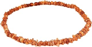 AMBERAGE Natural Baltic Amber Necklace for Women - Hand Made from Raw/Certified Baltic Amber Beads(2 sizes) (17.7)