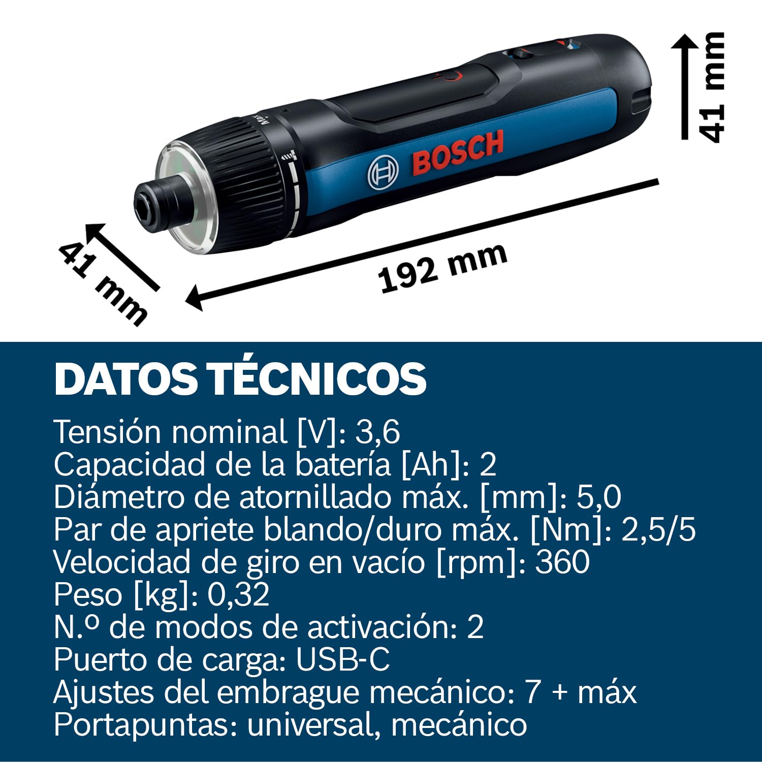 Bosch Professional Atornillador a batería Bosch GO 3 (incl. set de 8 puntas, portapuntas, cable USB-C, minimaletín)
