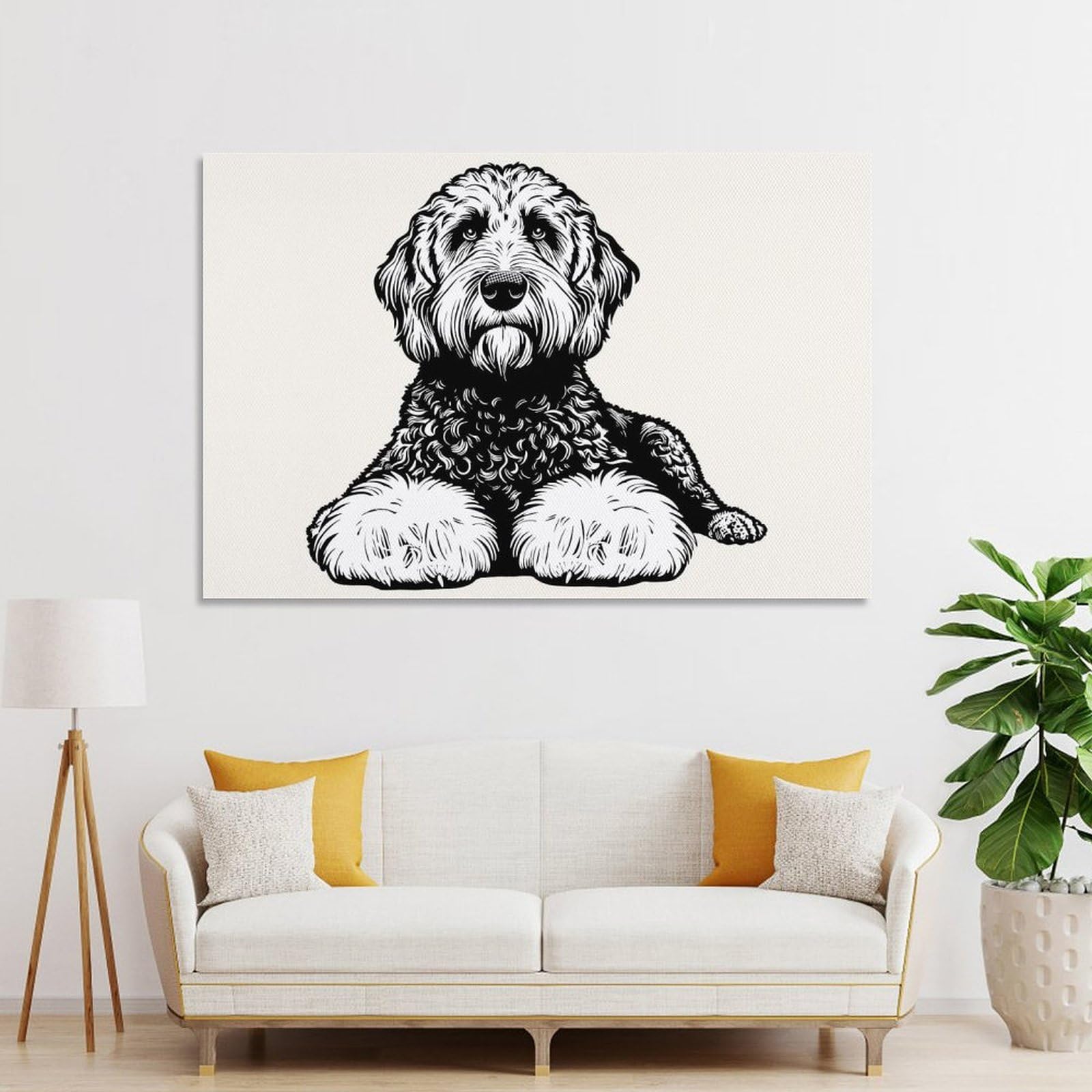 Junmoney Labradoodle Canvas Wall Art 20x30inch(50x75cm), for Wall Displays, Bedrooms Or Room Updates, Ideal for Building A Coordinated Art Wall